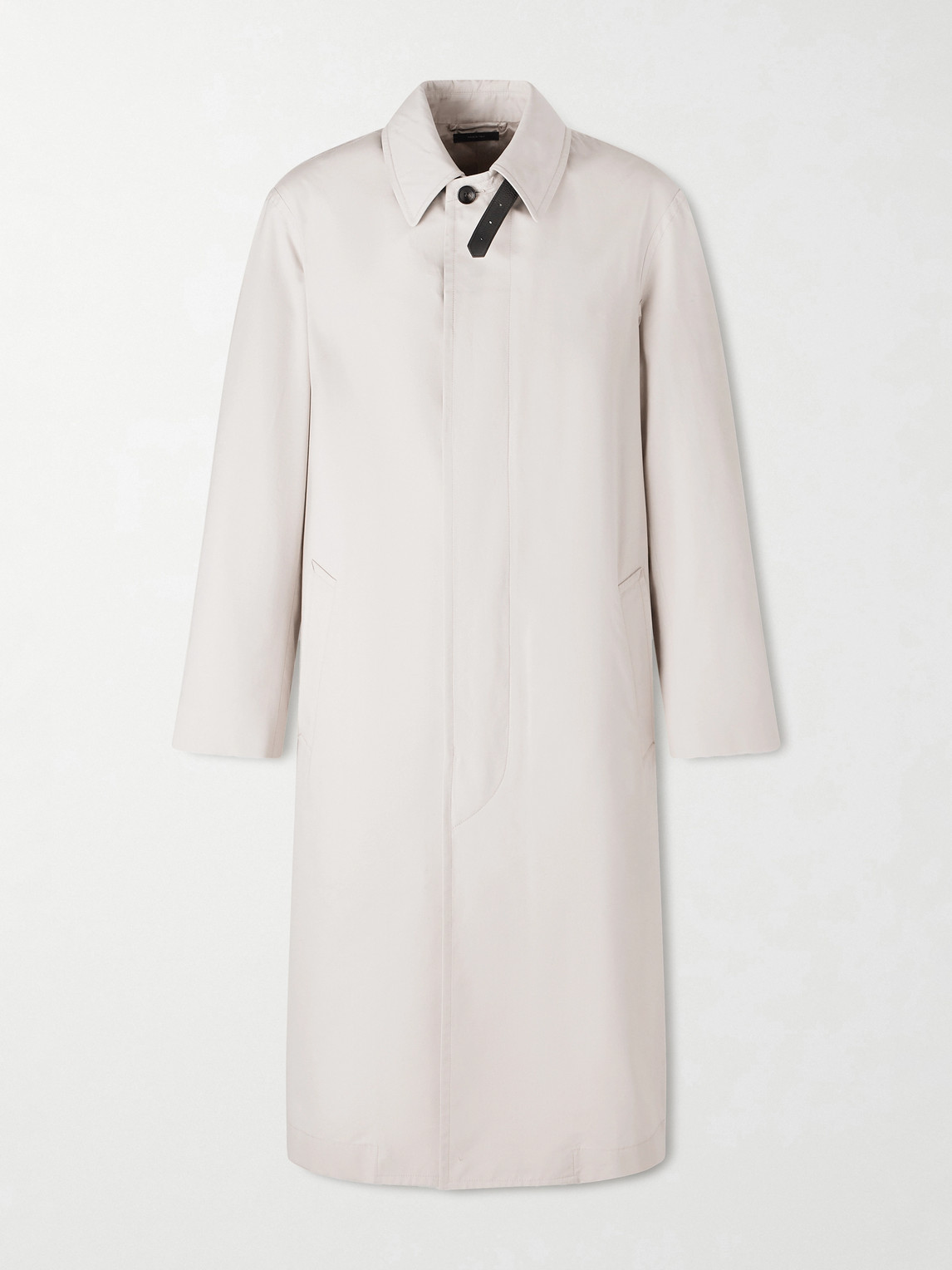 Tom Ford Leather-trimmed Cotton And Silk-blend Overcoat In Neutral