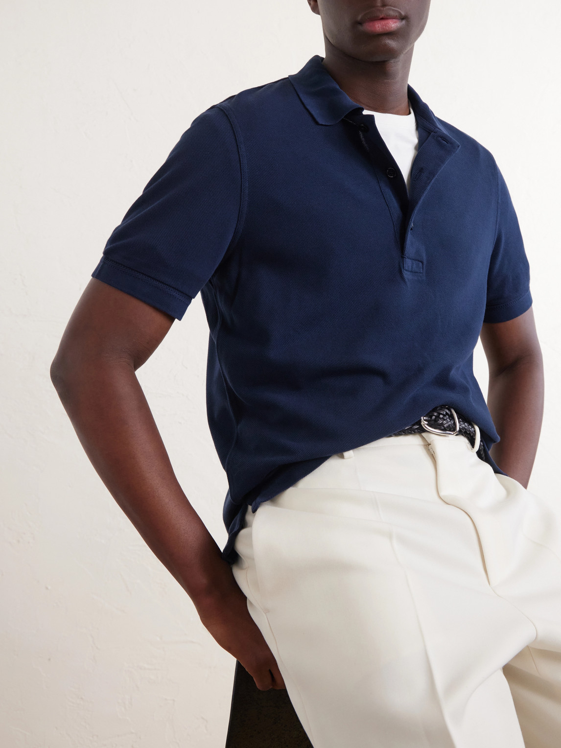 Slim-Fit Lyocell And Cotton-Blend Piqué Polo Shirt