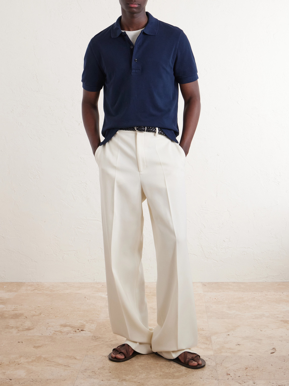 Slim-Fit Lyocell And Cotton-Blend Piqué Polo Shirt