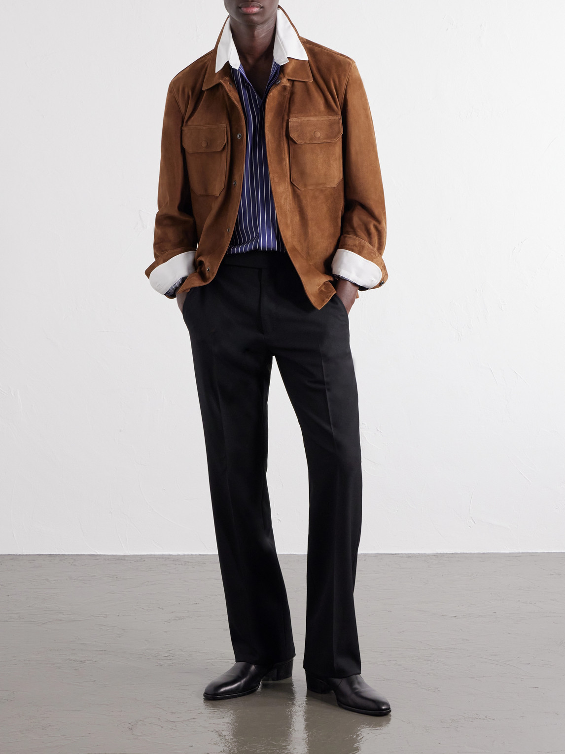 Slim-Leg Wool-Twill Trousers