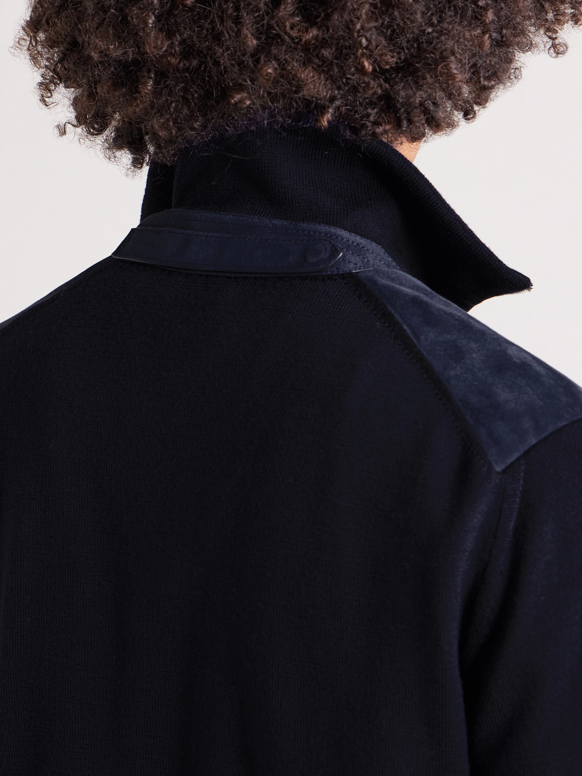 Slim-Fit Merino Wool-Blend And Suede Bomber Jacket