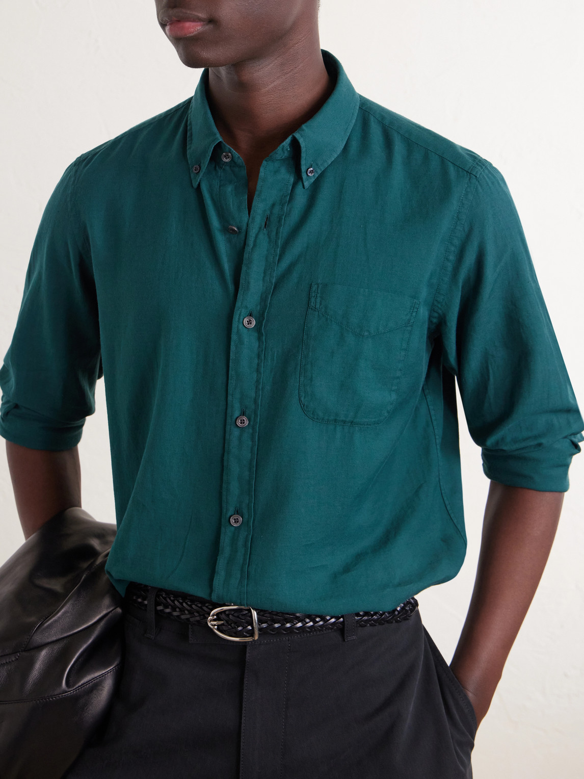 Washed Cotton And Cashmere-Blend Twill Shirt