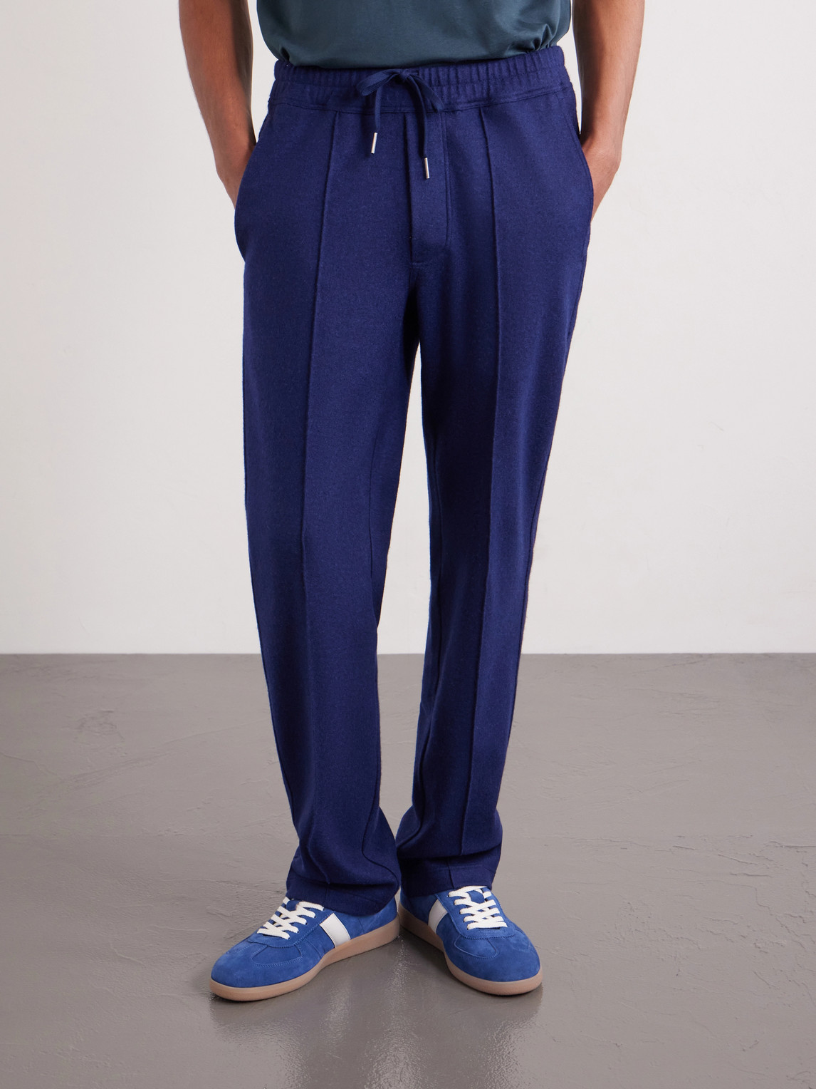 Straight-Leg Pintucked Cashmere Sweatpants