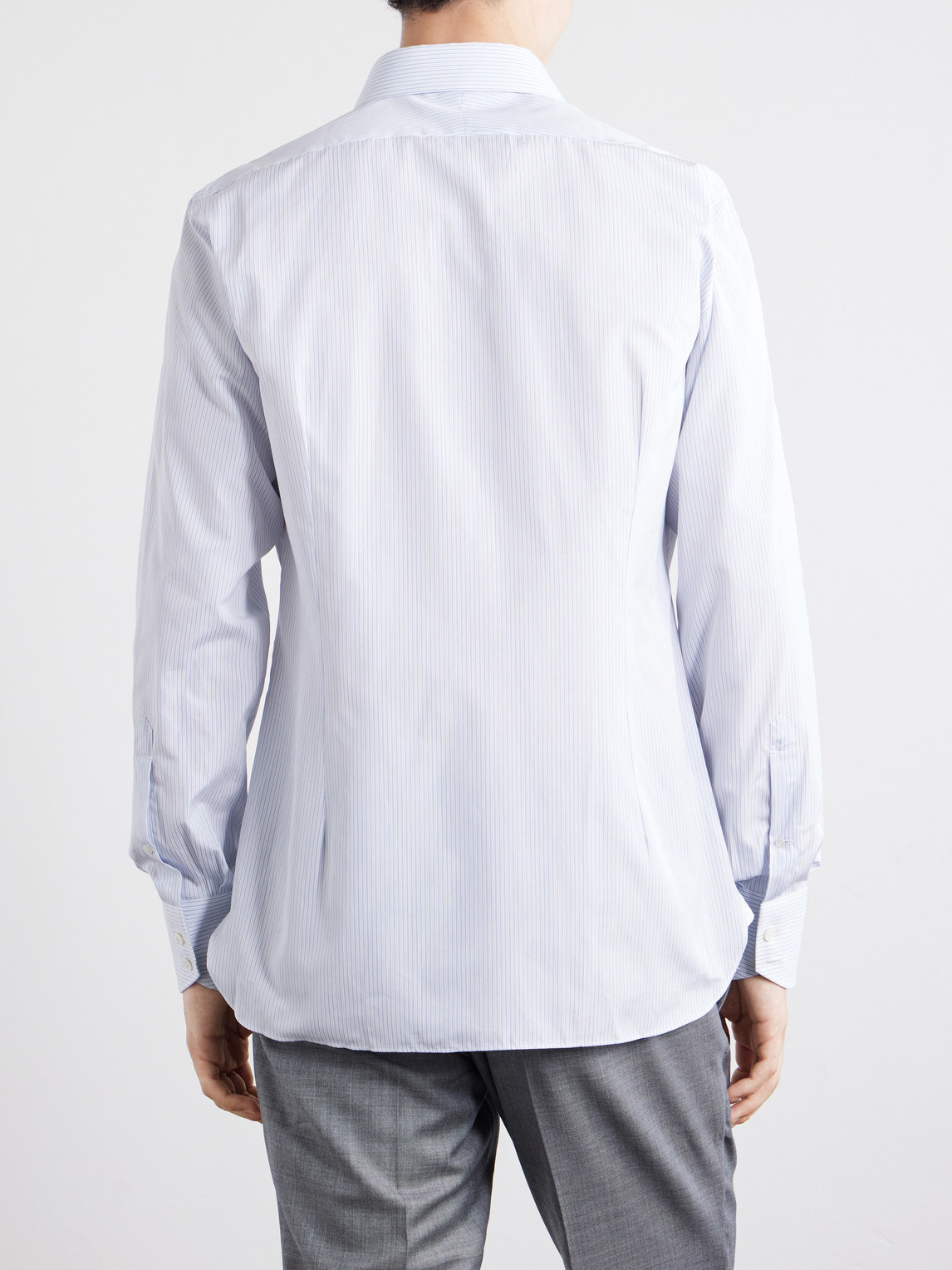 Classic-Collar Striped Cotton-Poplin Shirt