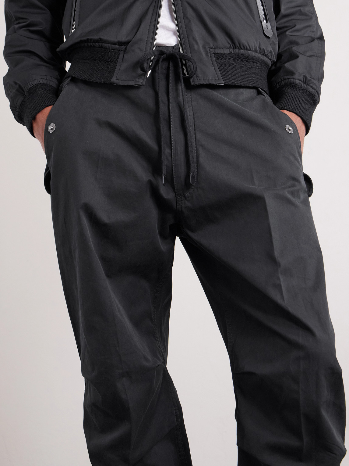 Straight-Leg Cotton-Twill Drawstring Trousers