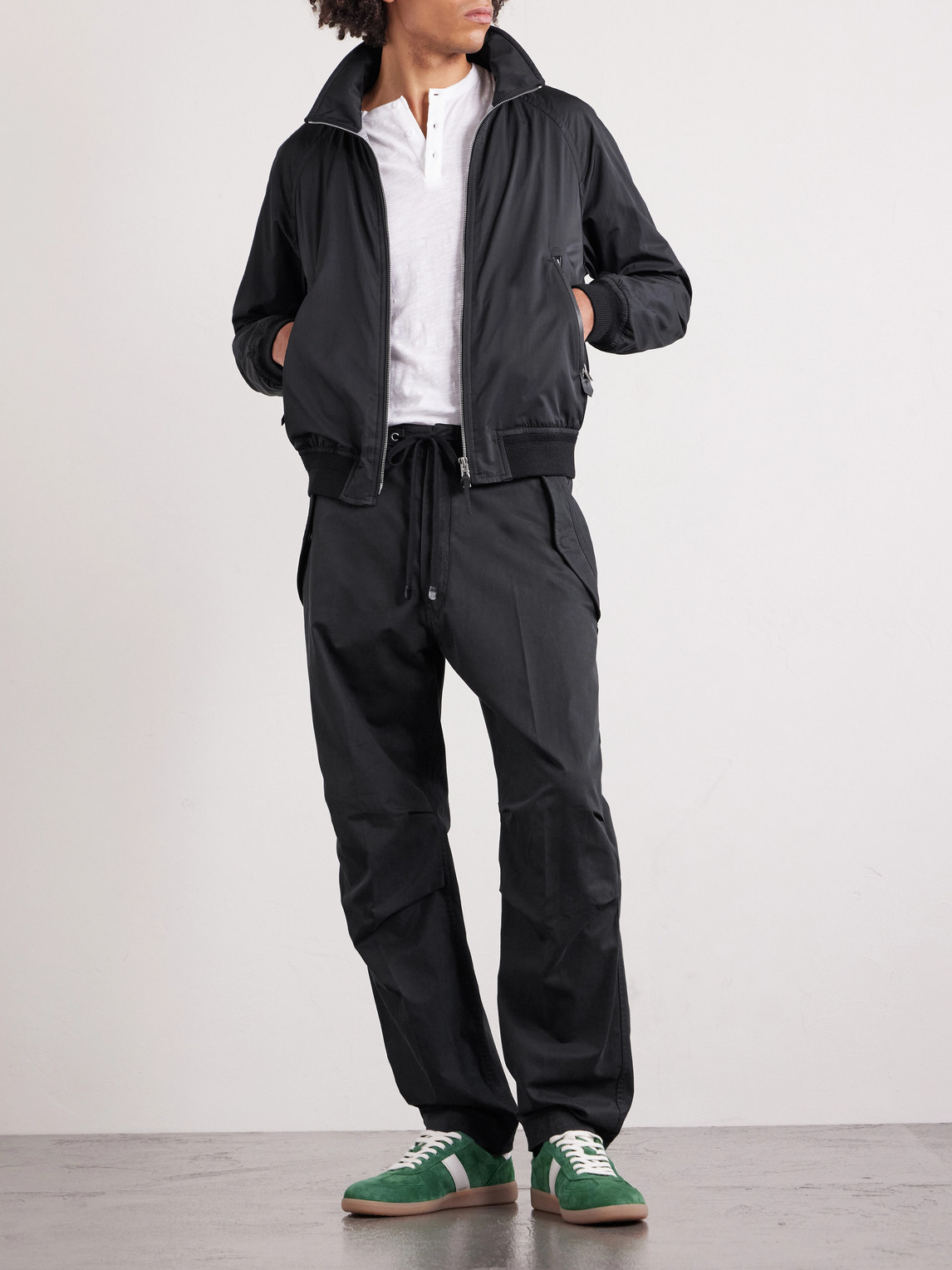 Straight-Leg Cotton-Twill Drawstring Trousers