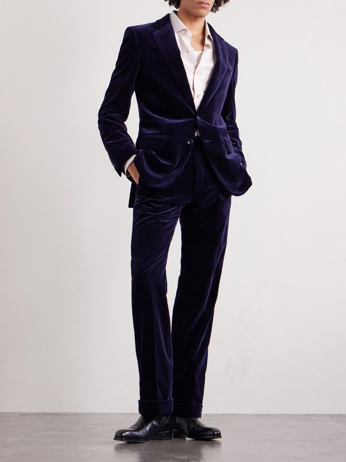Atticus Straight-Leg Cotton-Blend Velvet Suit Trousers