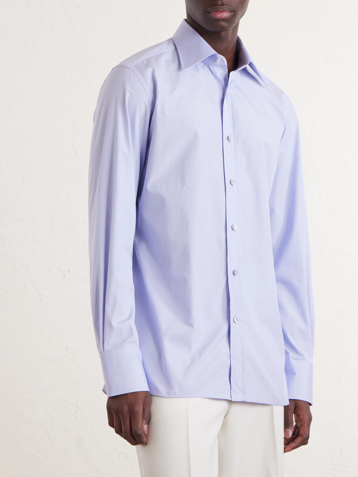 Classic-Collar Cotton-Poplin Shirt