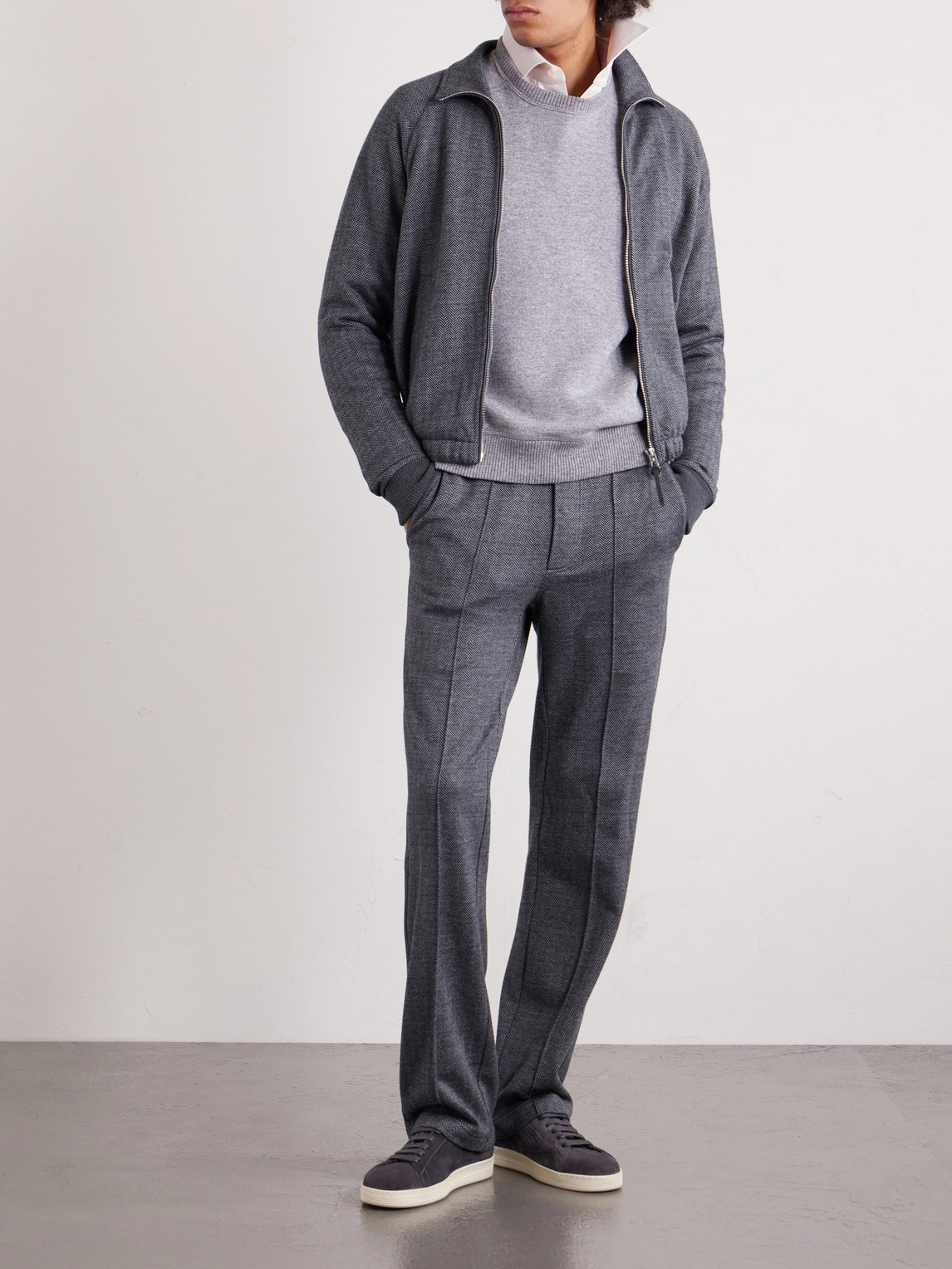 Herringbone Cotton, Wool And Silk-Blend Jacket