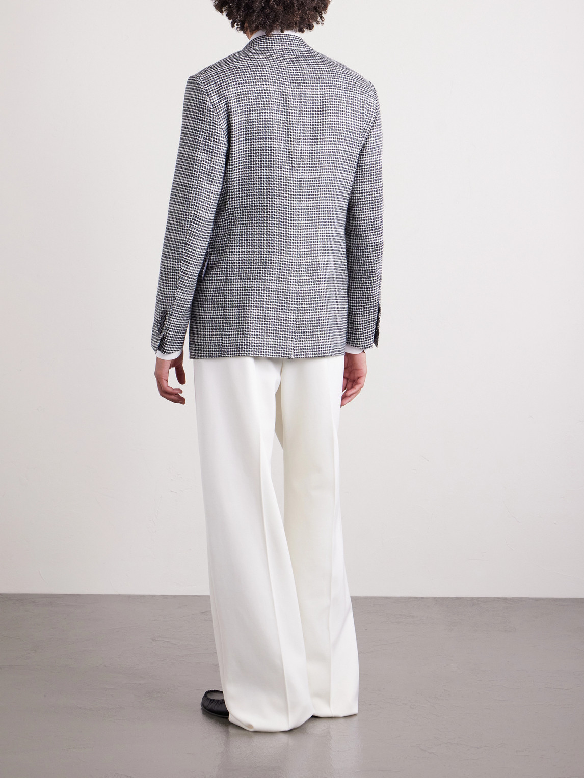 Houndstooth Wool-Blend Blazer