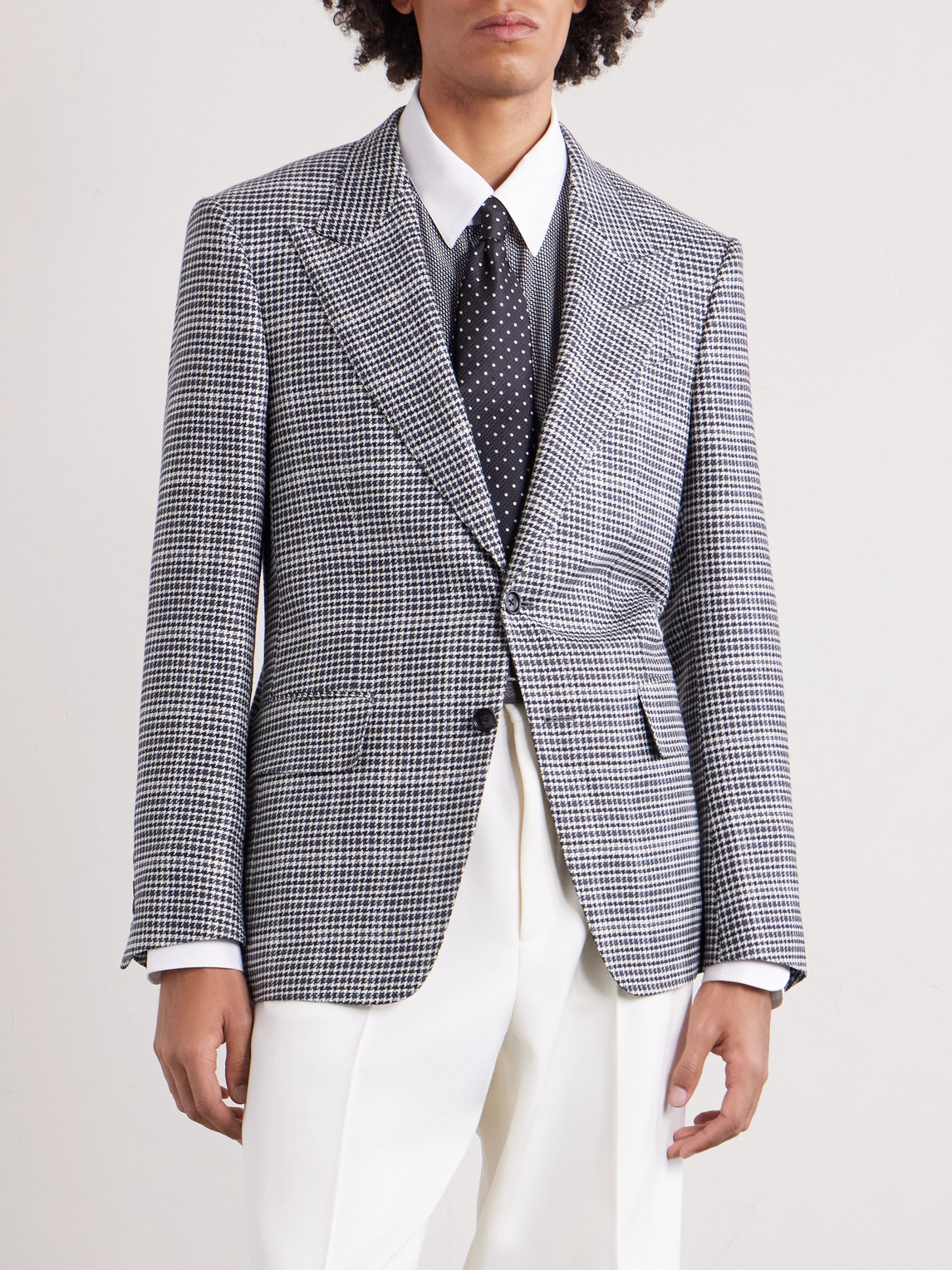 Houndstooth Wool-Blend Blazer