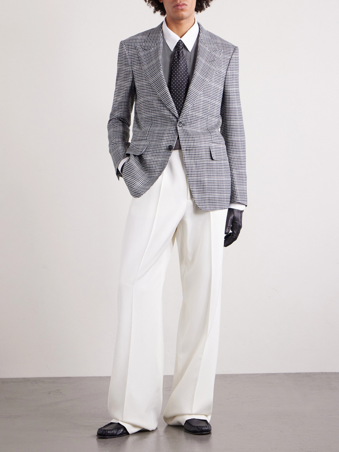 Houndstooth Wool-Blend Blazer