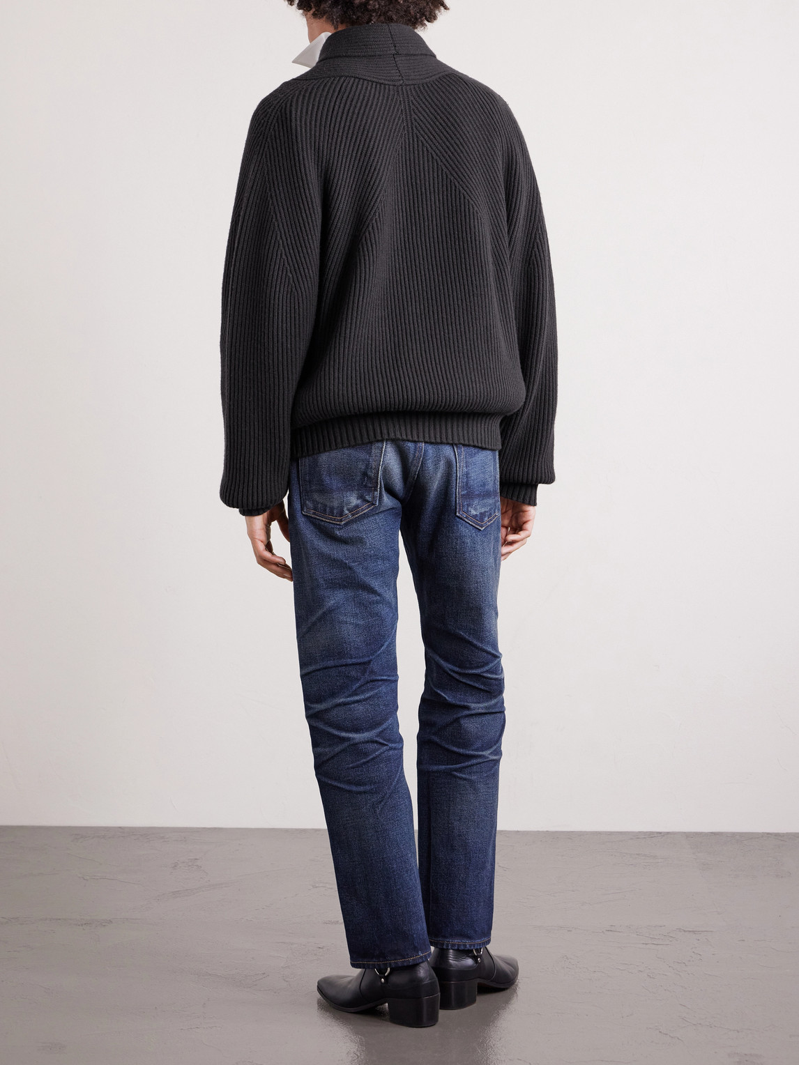 Tom Ford Double-Breasted Ribbed Cashmere and Wool-Blend Cardigan - Men | Thumbnail 4