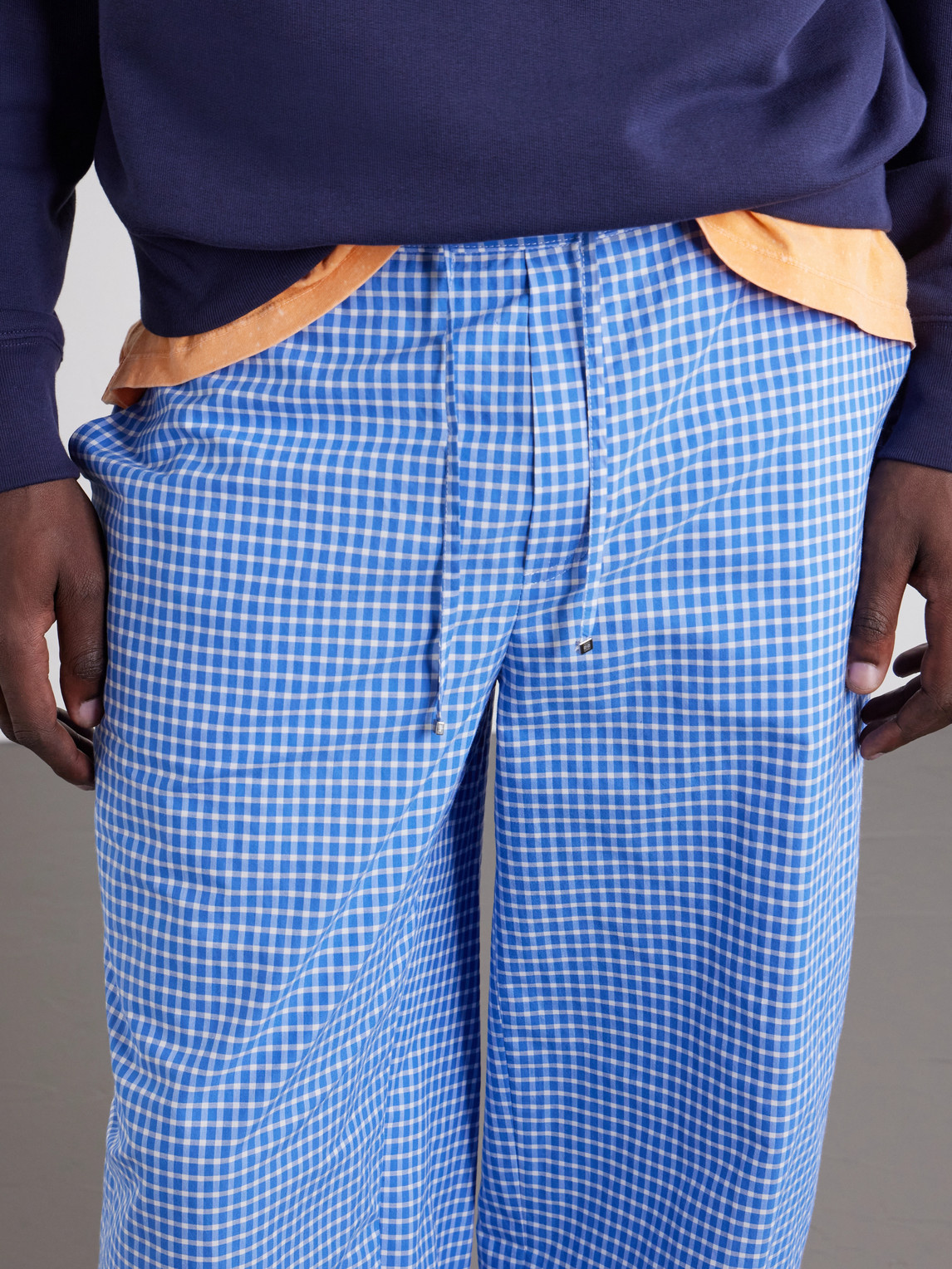 Paula'S Ibiza Straight-Leg Anagram-Embroidered Checked Cotton-Poplin Trousers