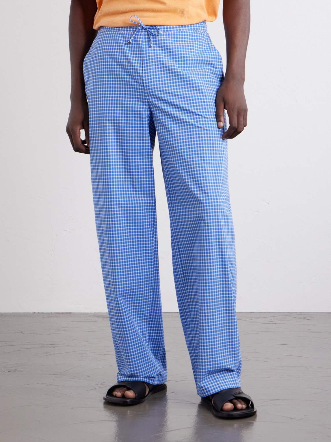 Paula'S Ibiza Straight-Leg Anagram-Embroidered Checked Cotton-Poplin Trousers