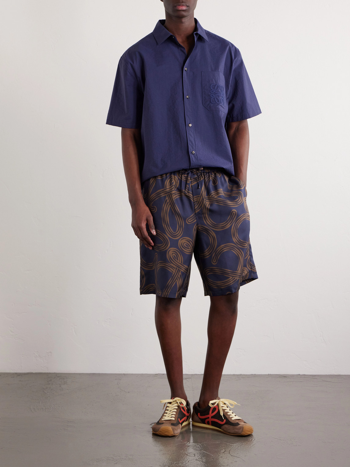 Paula'S Ibiza Straight-Leg Printed Silk Drawstring Shorts