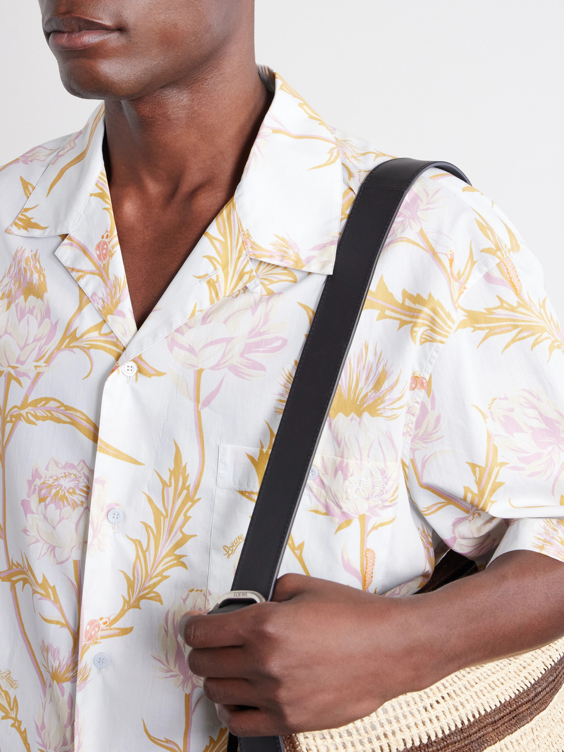 Paula'S Ibiza Anagram-Embroidered Camp-Collar Printed Cotton Shirt