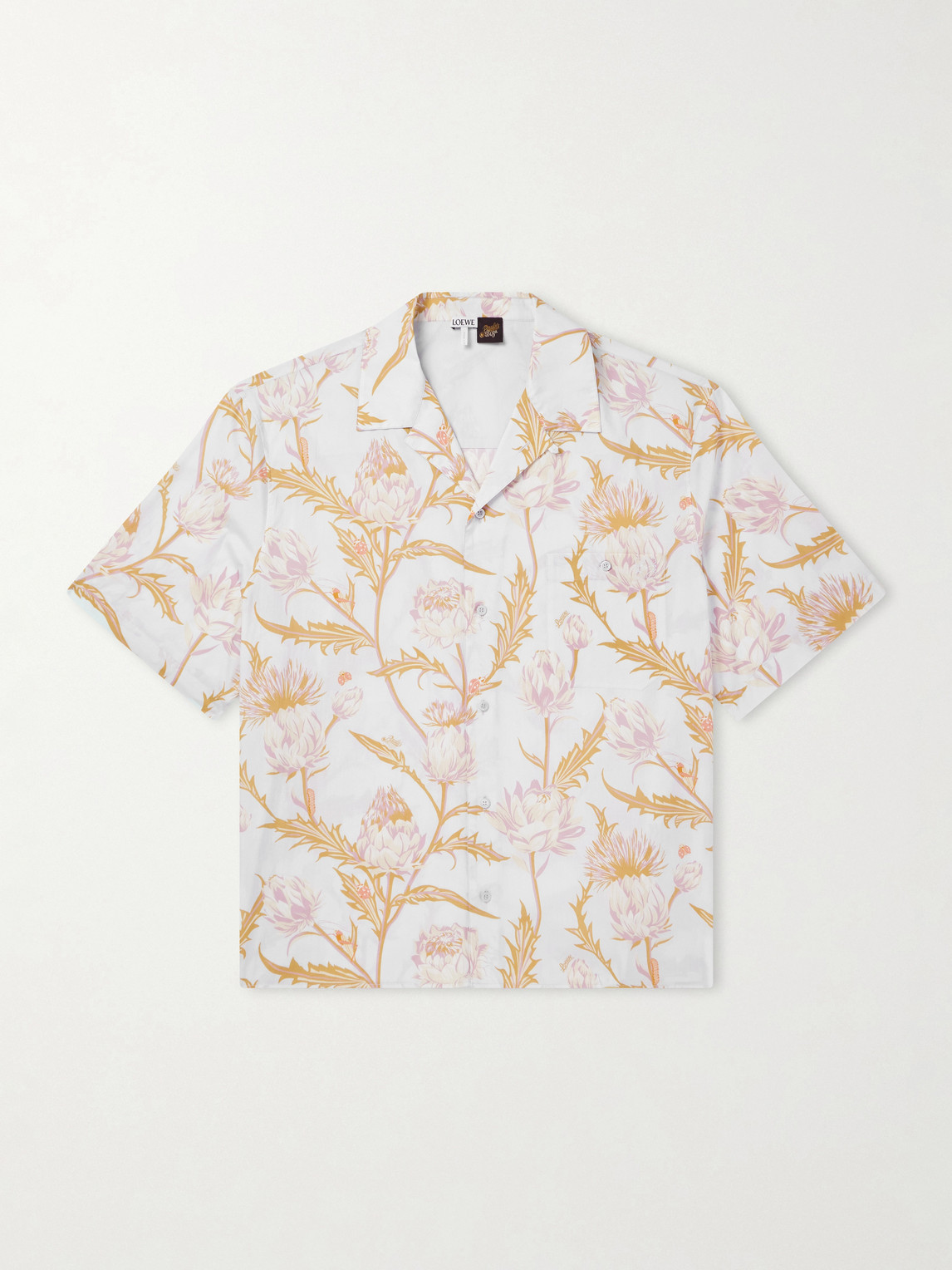 Paula'S Ibiza Anagram-Embroidered Camp-Collar Printed Cotton Shirt