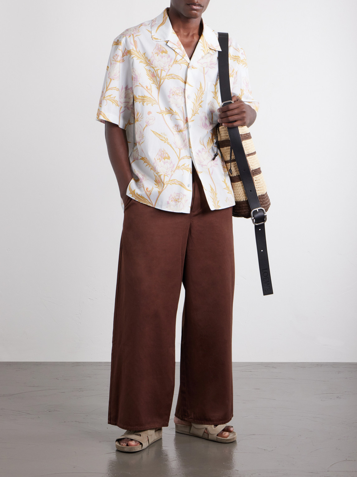 Paula'S Ibiza Anagram-Embroidered Camp-Collar Printed Cotton Shirt