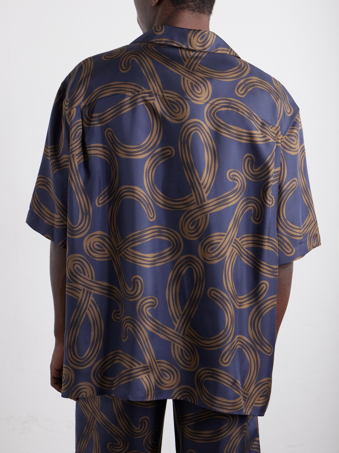 Paula'S Ibiza Convertible-Collar Printed Silk-Satin Shirt