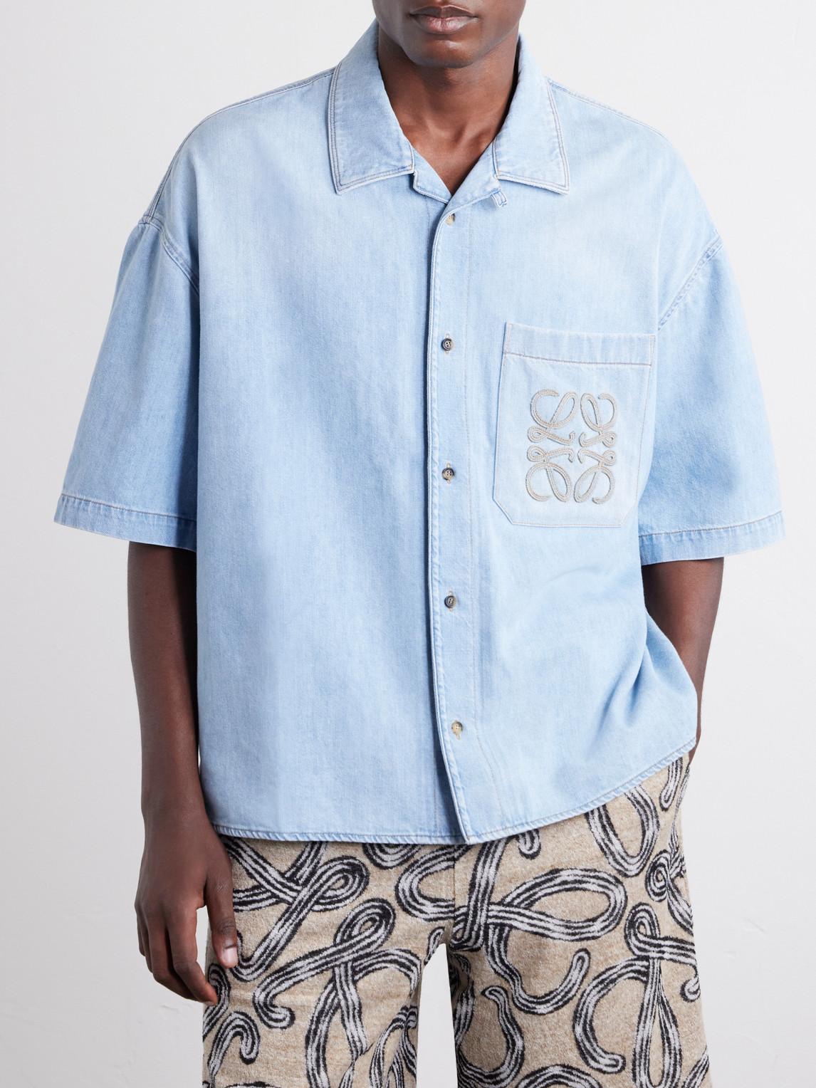 Paula'S Ibiza Logo-Embroidered Denim Shirt