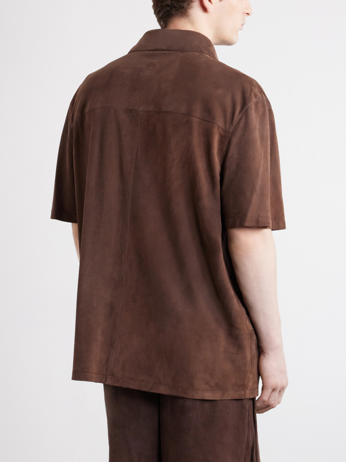 Paula'S Ibiza Logo-Debossed Suede Shirt