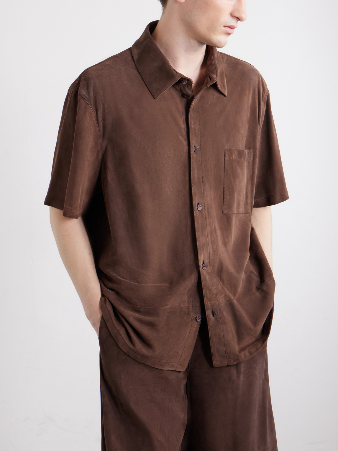 Paula'S Ibiza Logo-Debossed Suede Shirt