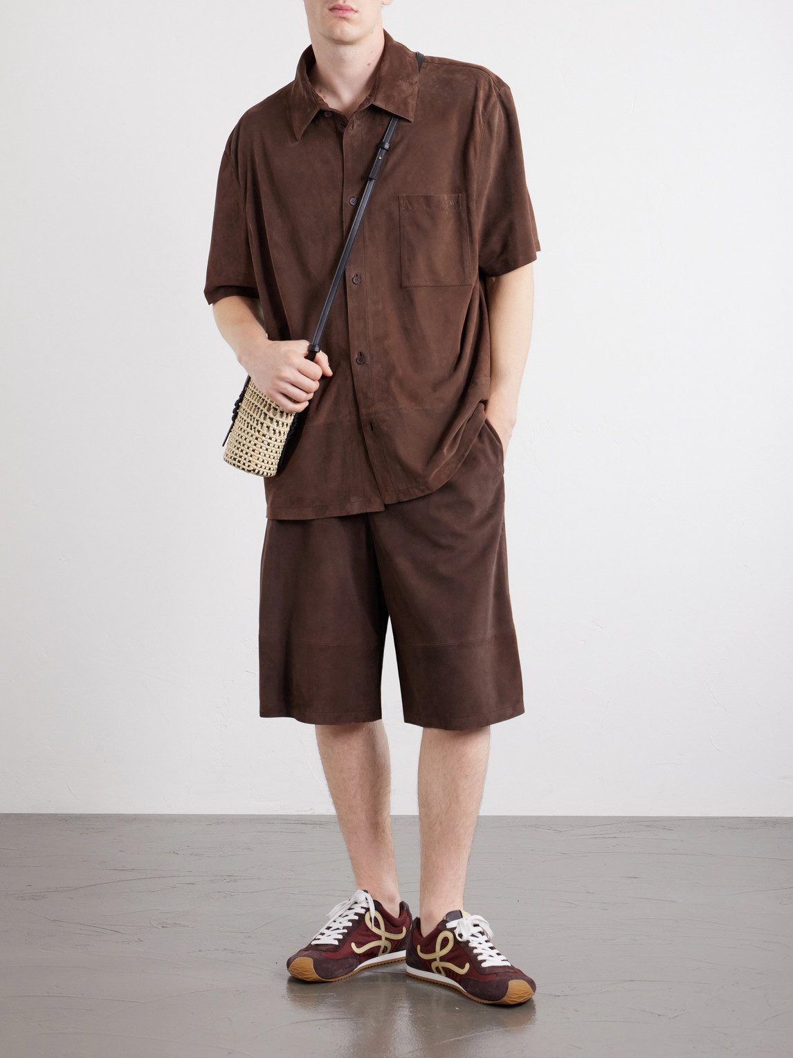 Paula'S Ibiza Logo-Debossed Suede Shirt