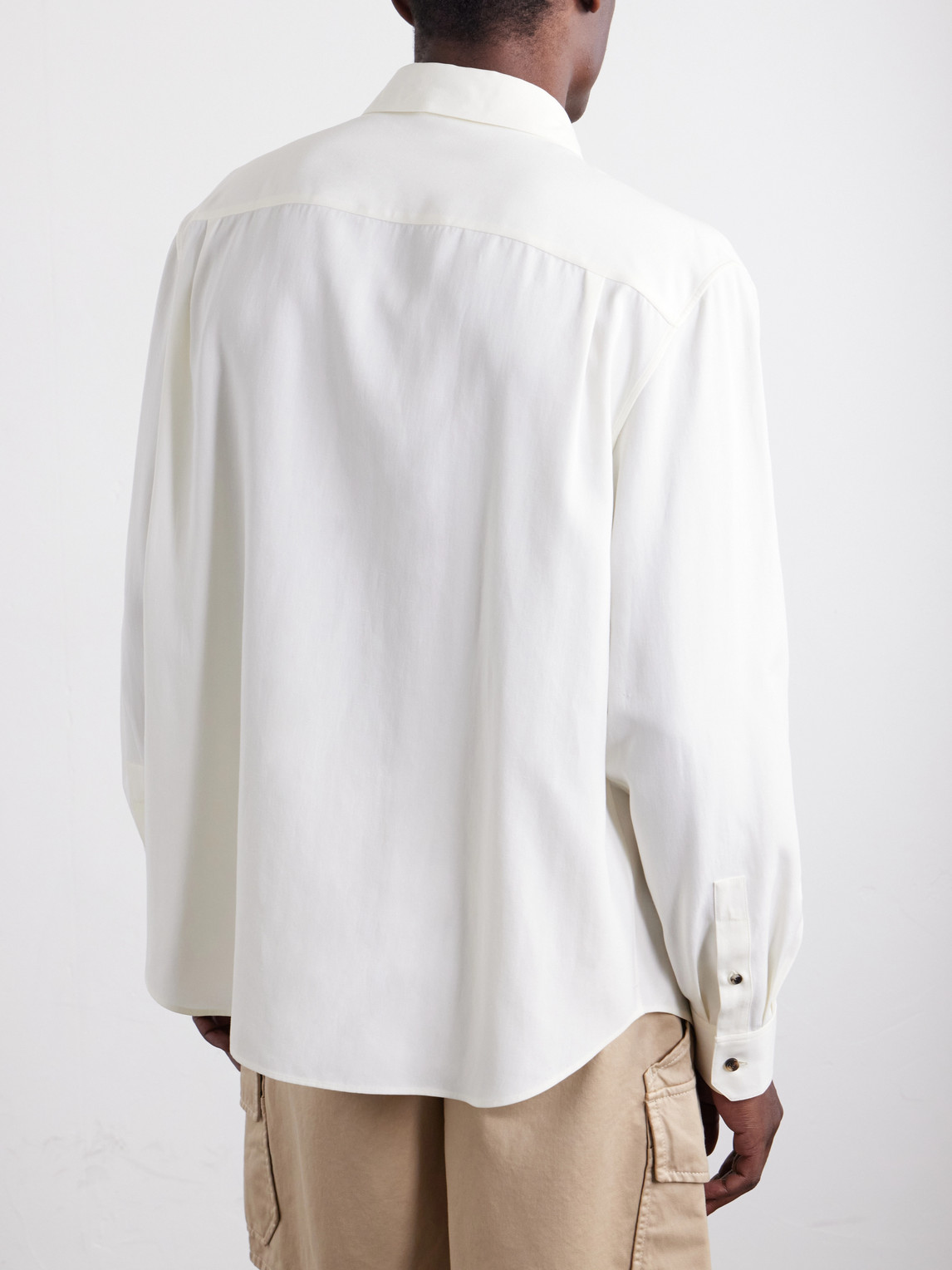 Paula'S Ibiza Anagram-Embroidered Lyocell-Poplin Shirt