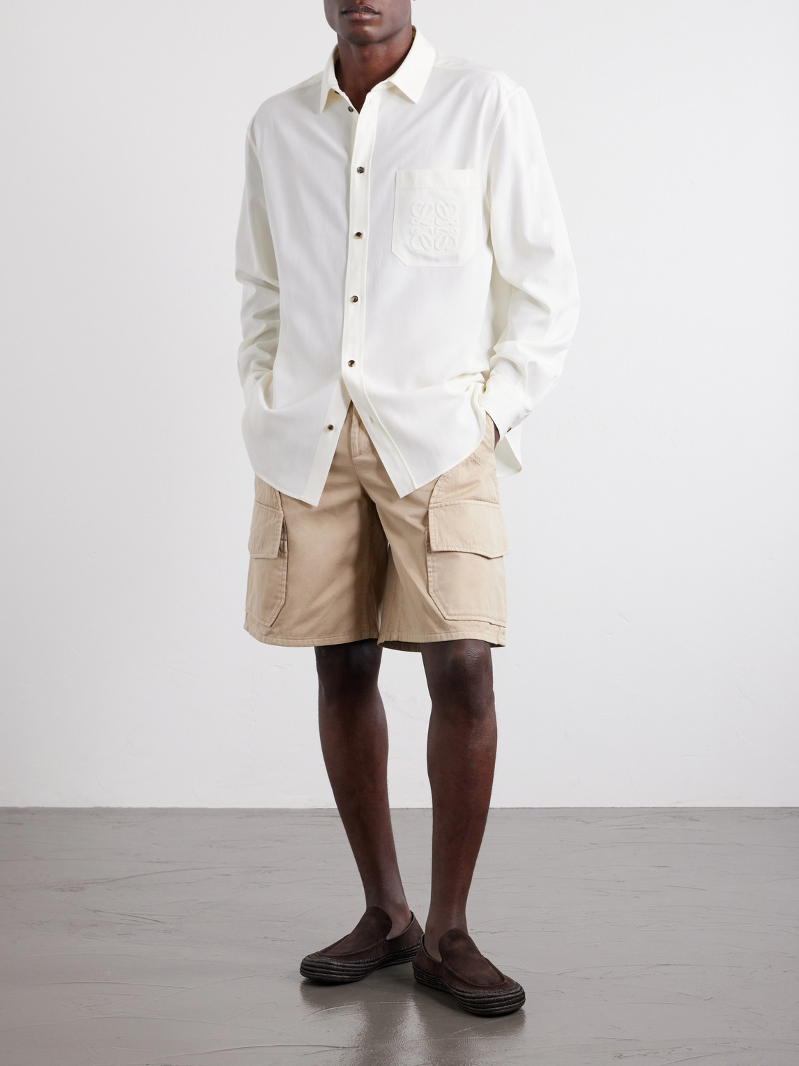 Paula'S Ibiza Anagram-Embroidered Lyocell-Poplin Shirt