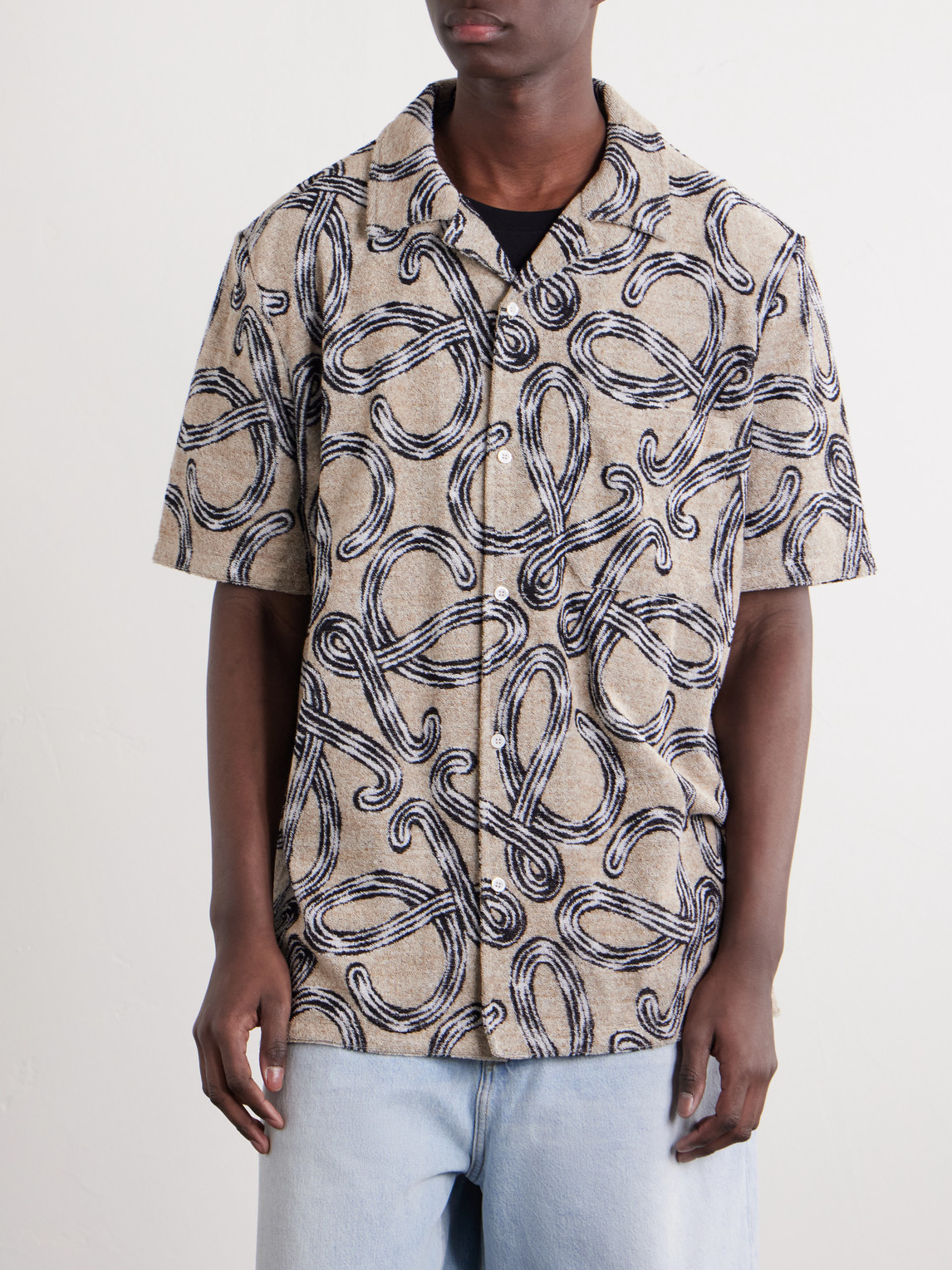 Paula'S Ibiza Camp-Collar Printed Cotton-Blend Terry Shirt