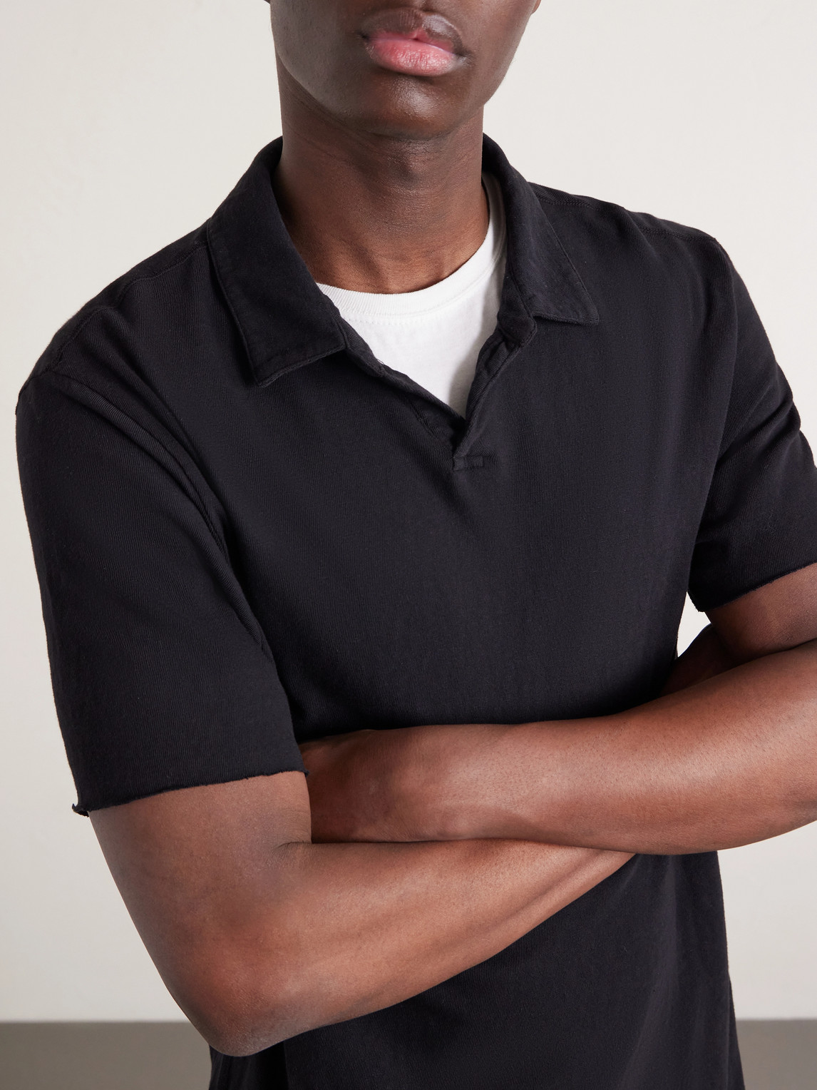 Open-Collar Cotton-Jersey Polo Shirt