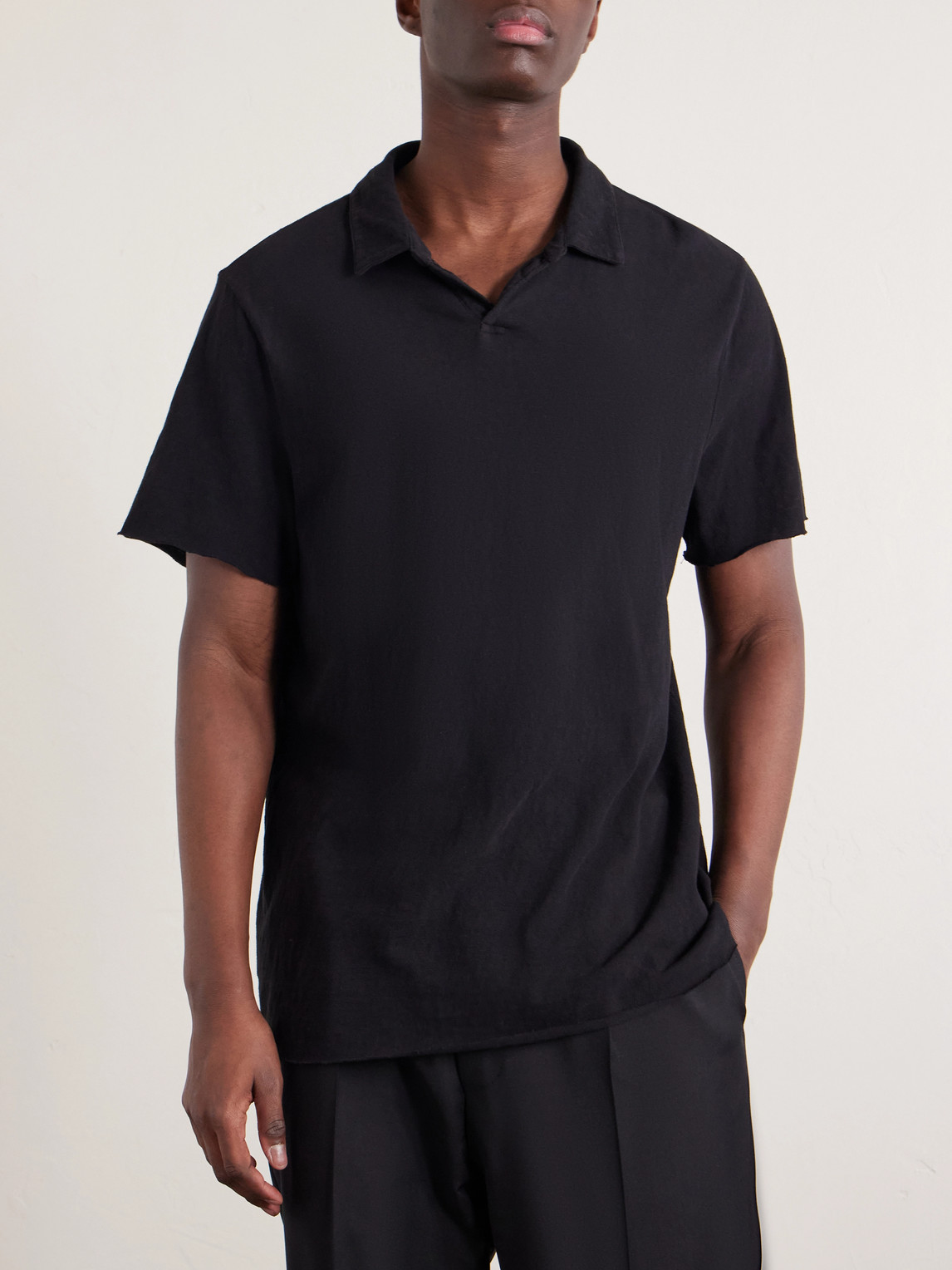 Open-Collar Cotton-Jersey Polo Shirt