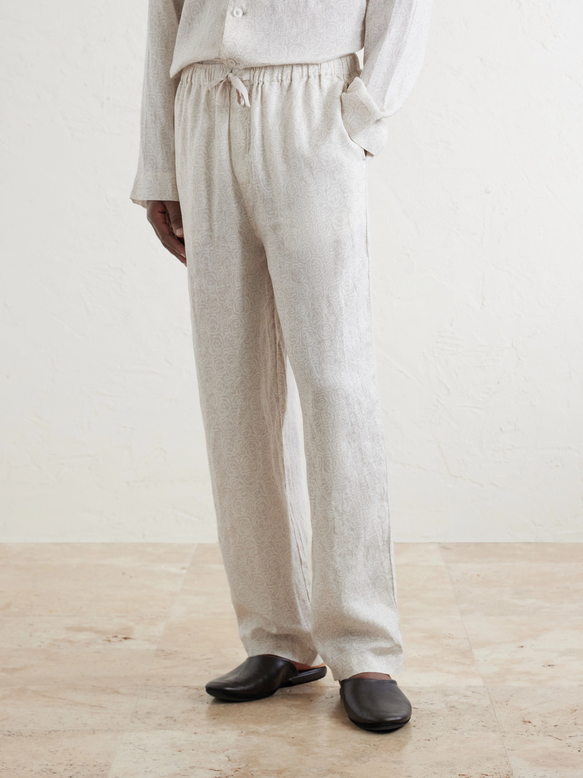  Derek Rose - Milan 31 Printed Linen Pyjama Set - Men - Neutrals - S 