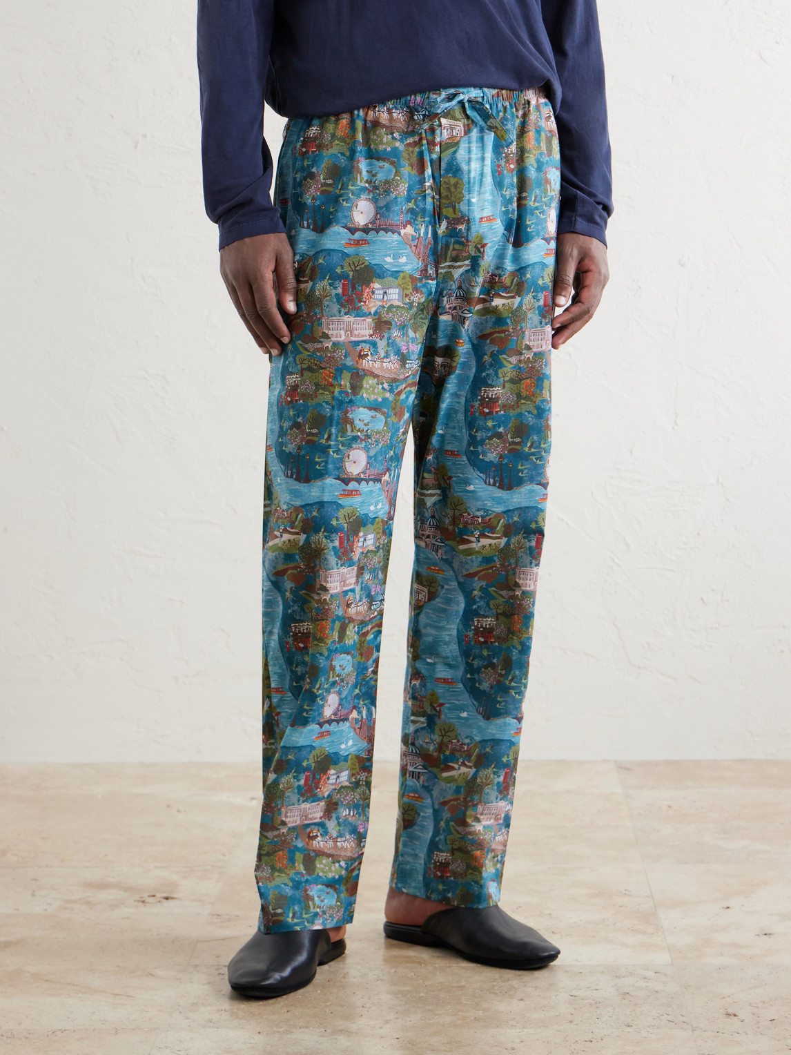  Derek Rose - Ledbury 100 Printed Cotton Pyjama Trousers - Men - Blue - S 