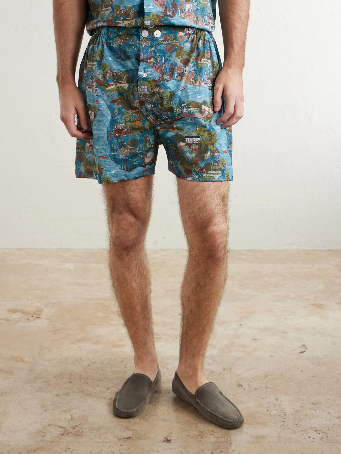  Derek Rose - Ledbury 100 Printed Cotton Pyjama Set - Men - Blue - S 
