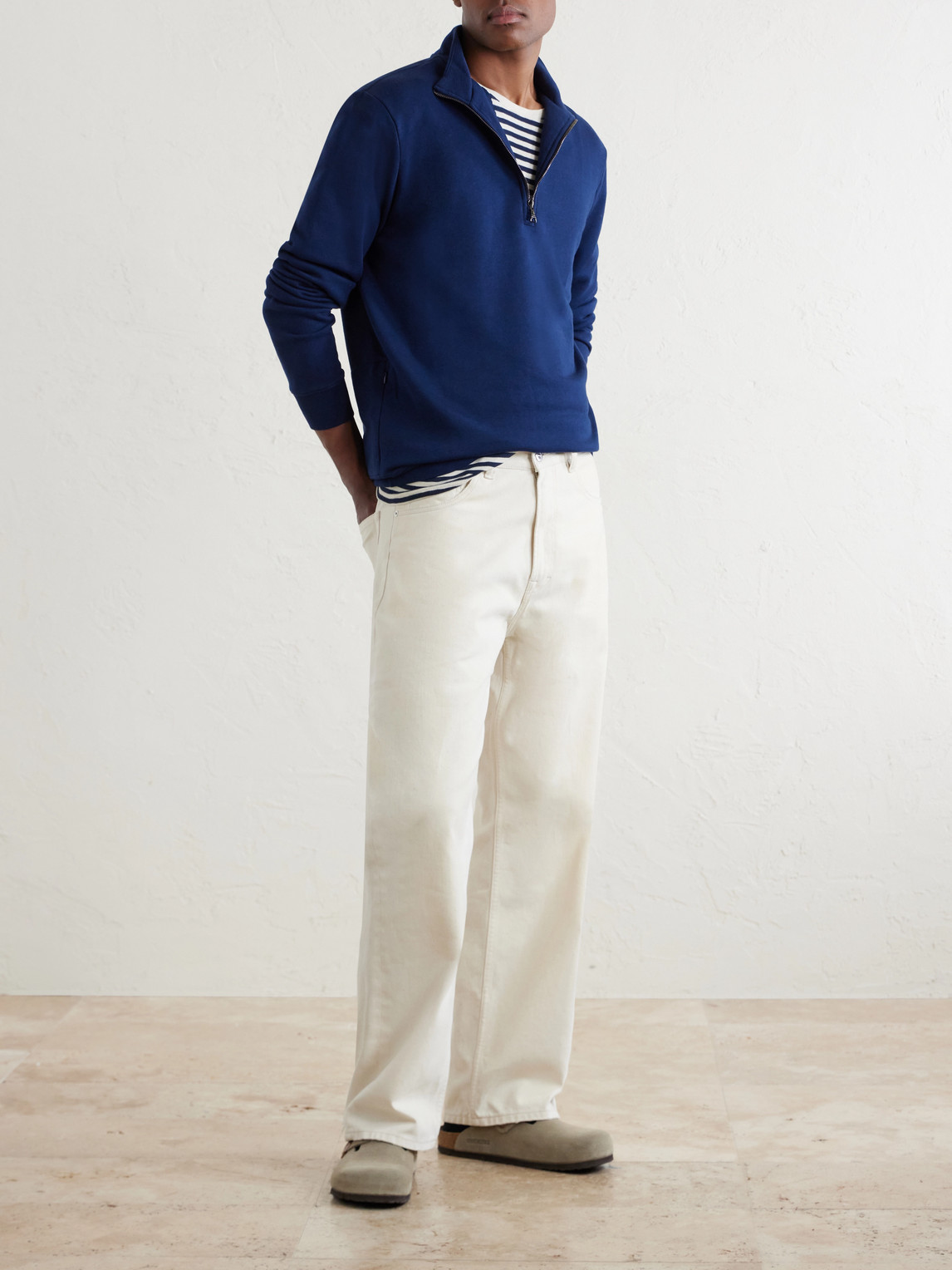 Quinn Cotton And Modal-Blend Jersey Half-Zip Sweatshirt