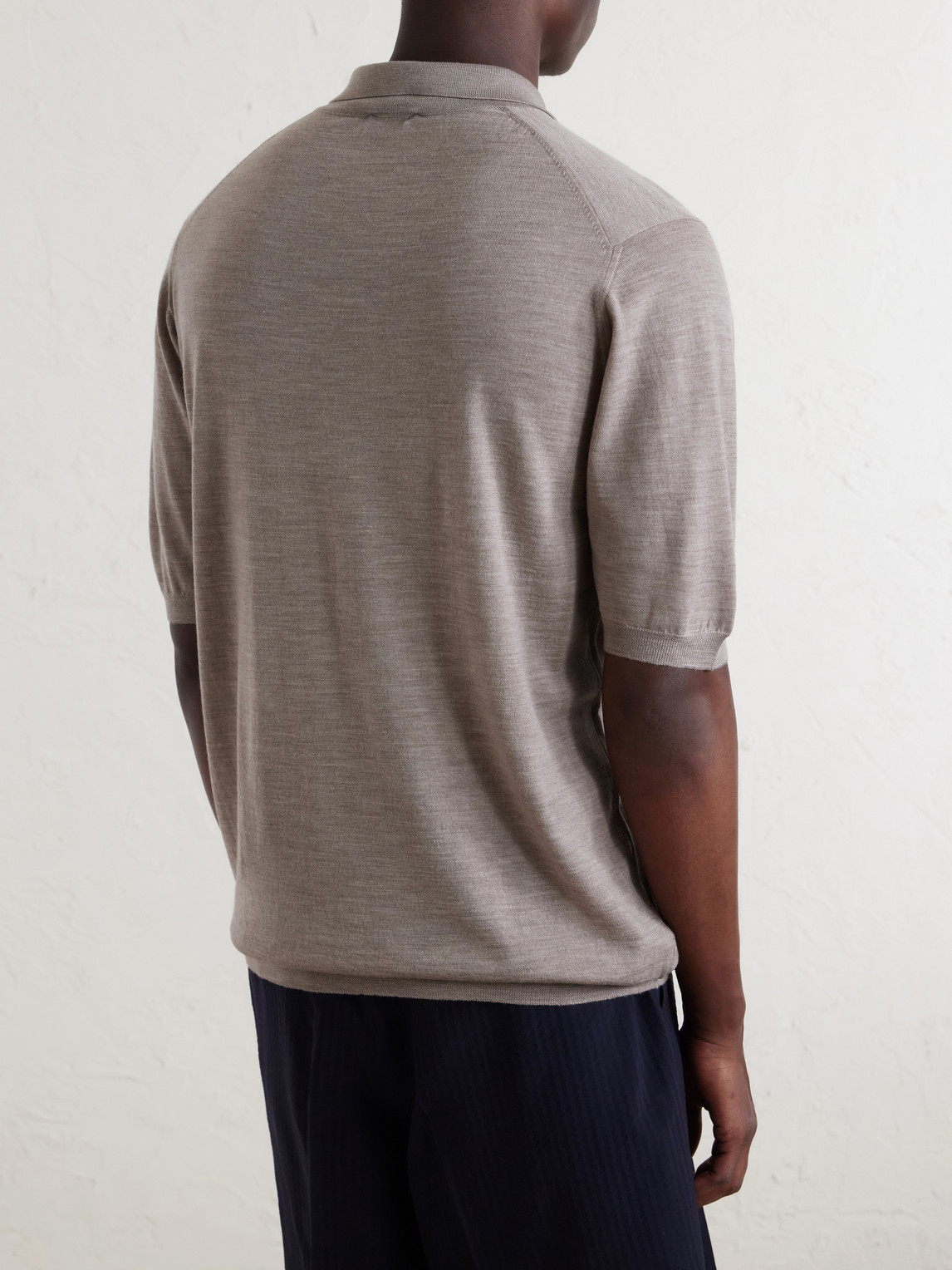  William Lockie - Merino Wool Polo Shirt - Men - Brown - S 