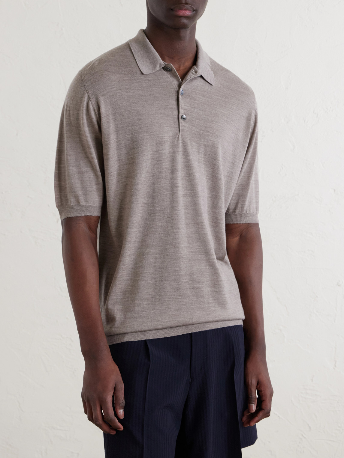  William Lockie - Merino Wool Polo Shirt - Men - Brown - S 