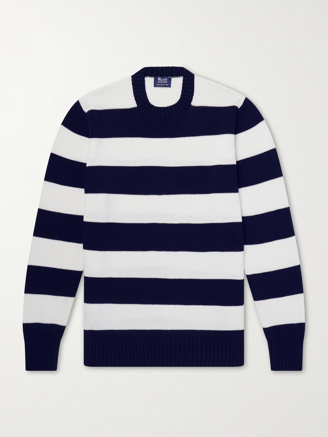 William Lockie Striped Cotton Sweater In Blue