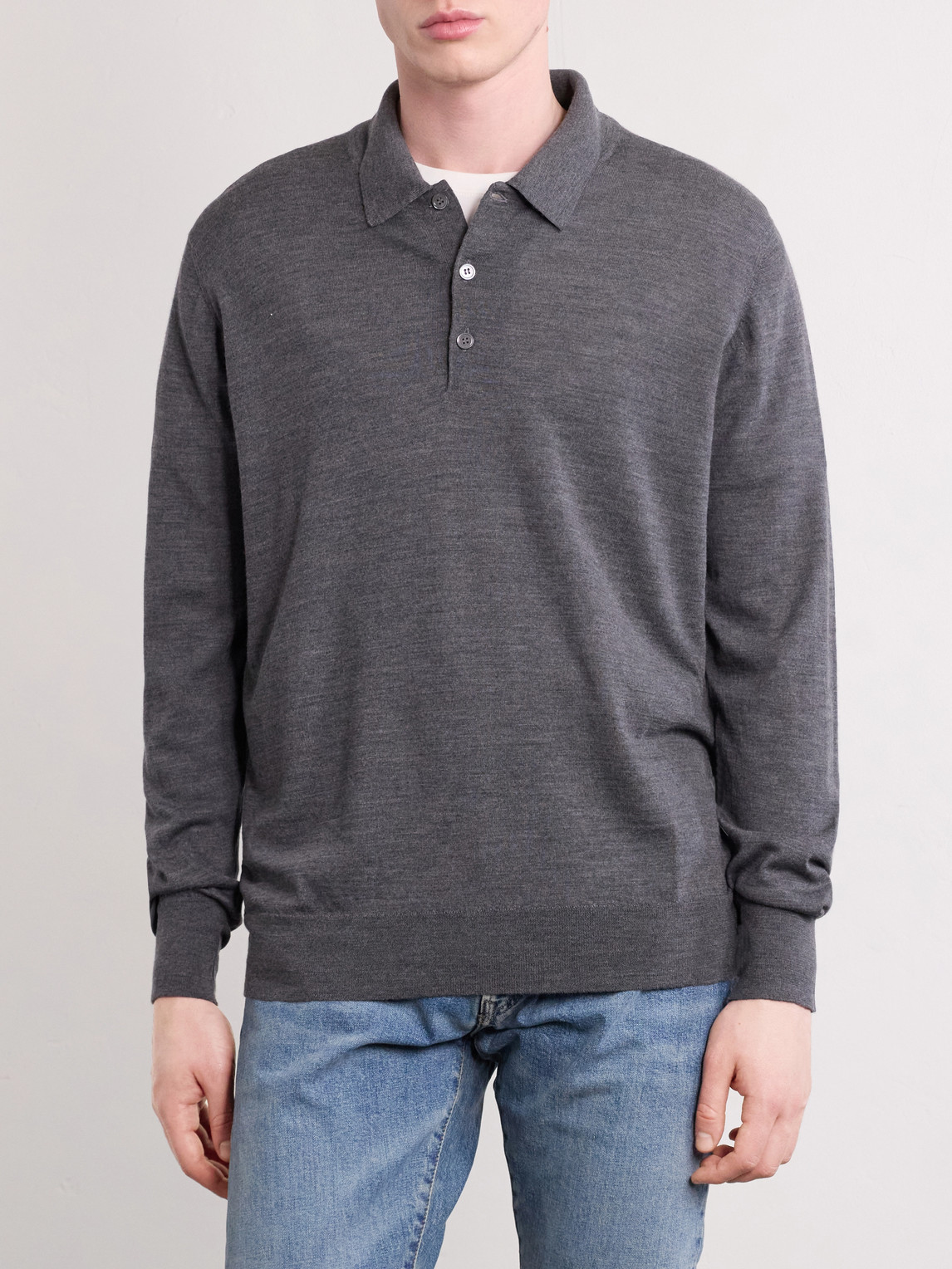  William Lockie - Virgin Wool Polo Shirt - Men - Gray - S 