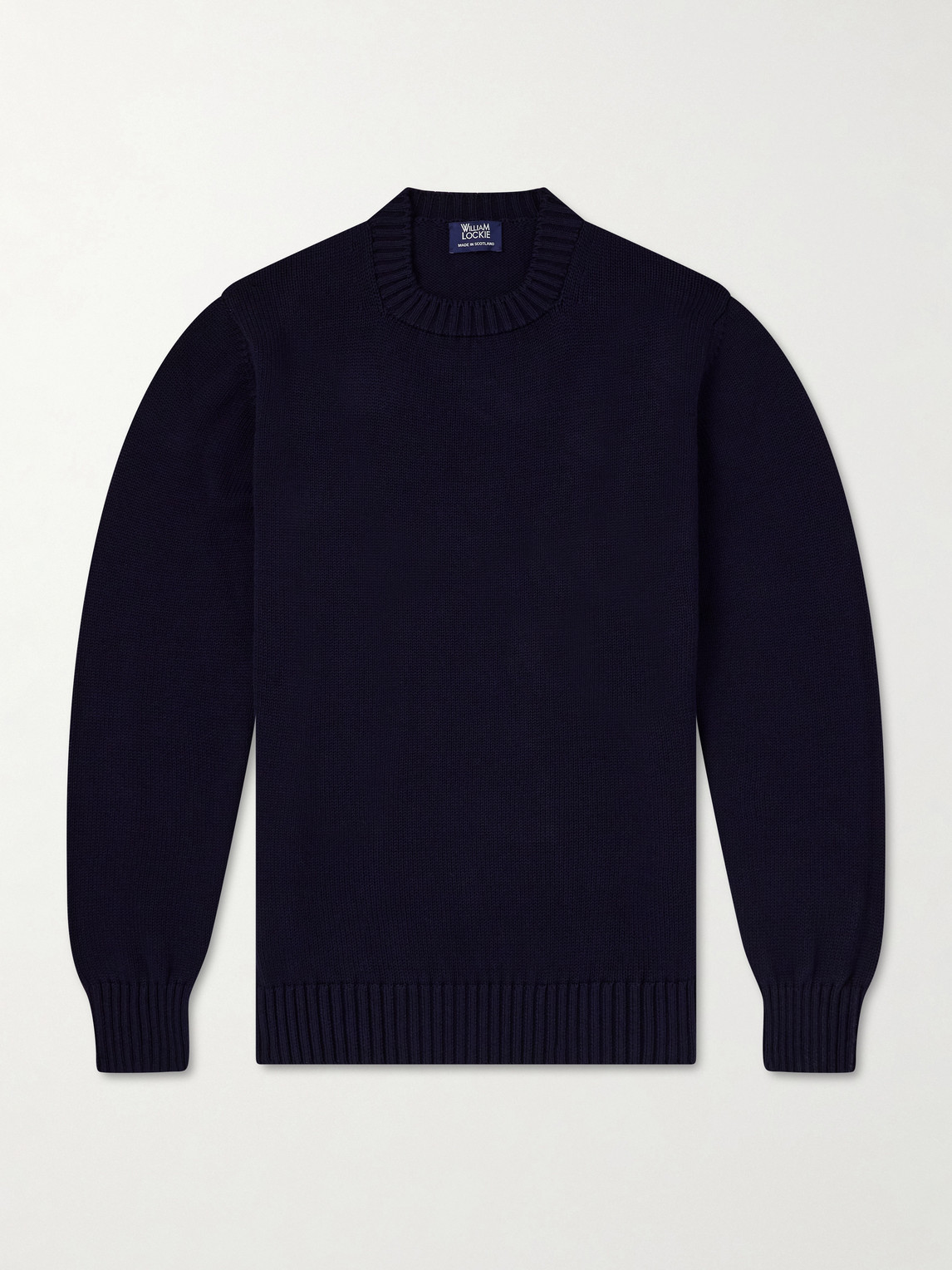 William Lockie Knitted Cotton Sweater In Blue