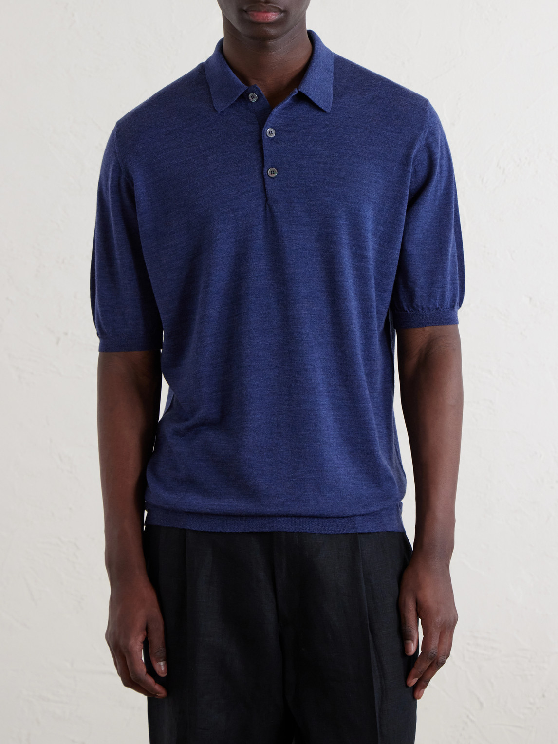  William Lockie - Virgin Wool Polo Shirt - Men - Blue - S 