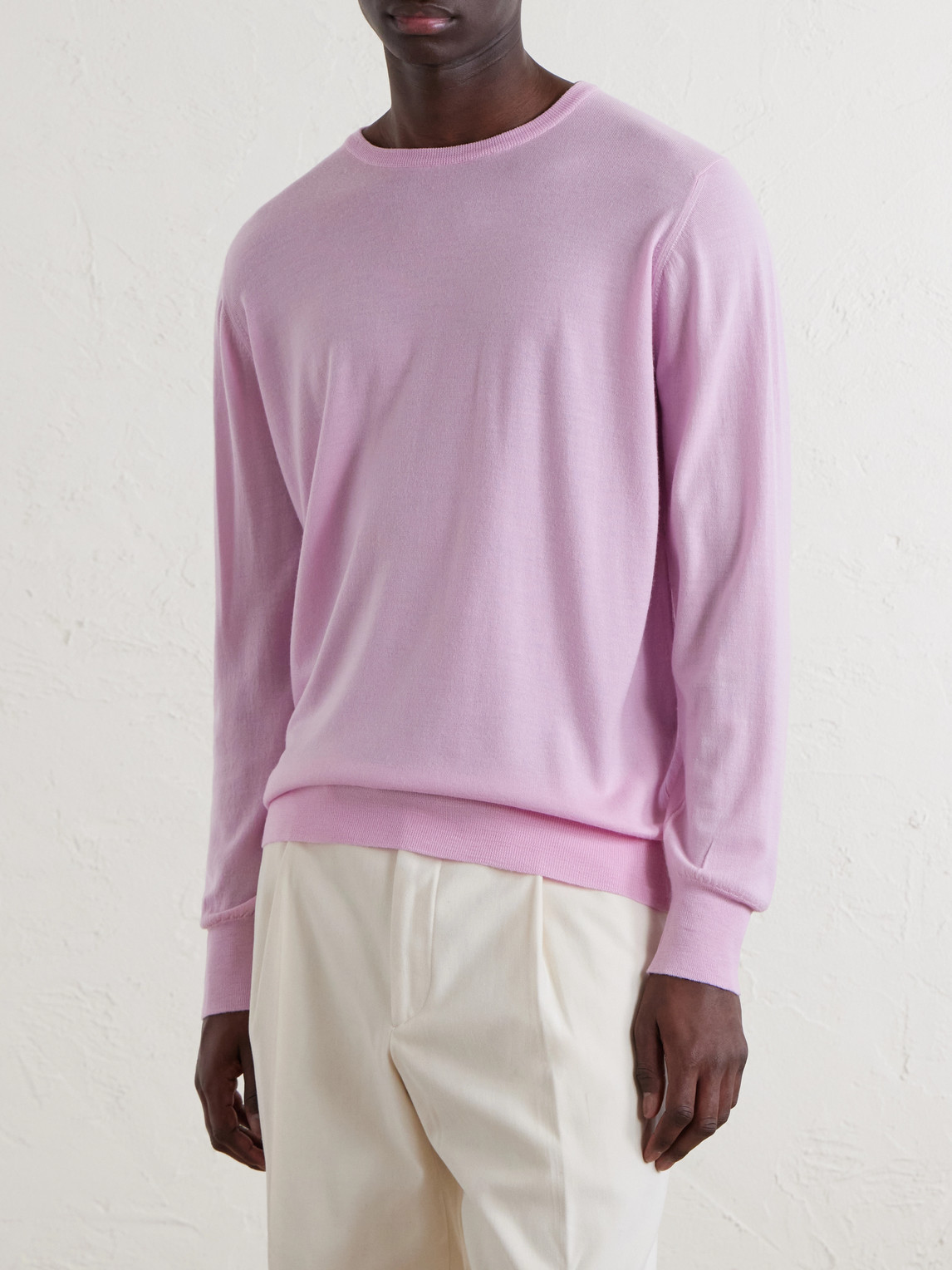  William Lockie - Merino Wool Sweater - Men - Pink - S 