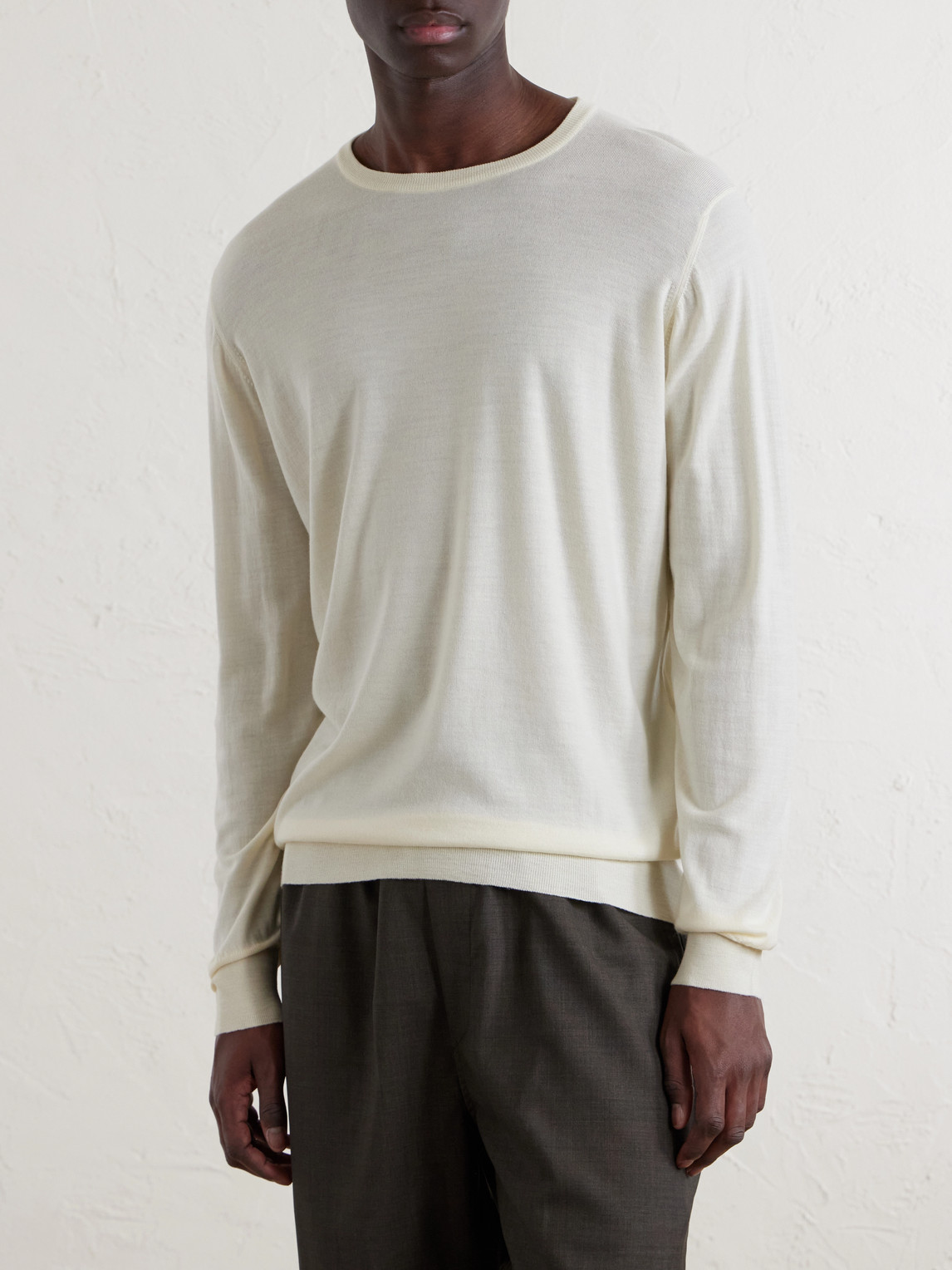  William Lockie - Merino Wool Sweater - Men - Neutrals - S 