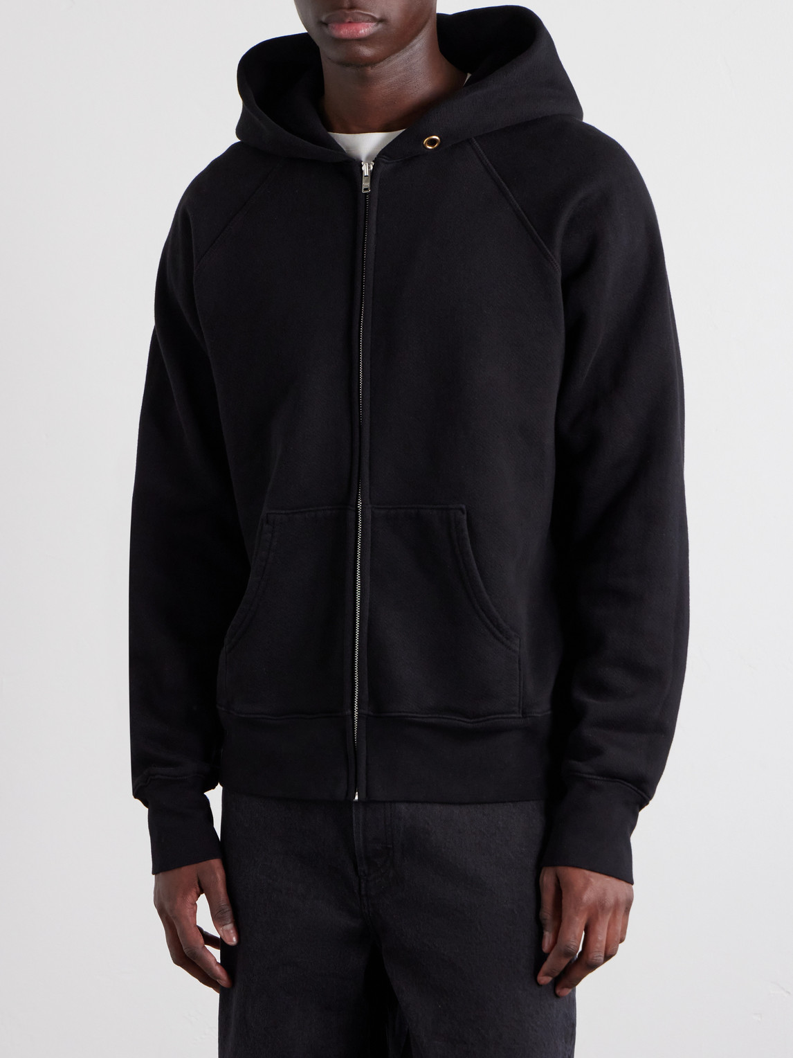 Heavyweight Structured-Fleec Cotton-Jersey Raglan Zip-Up Hoodie