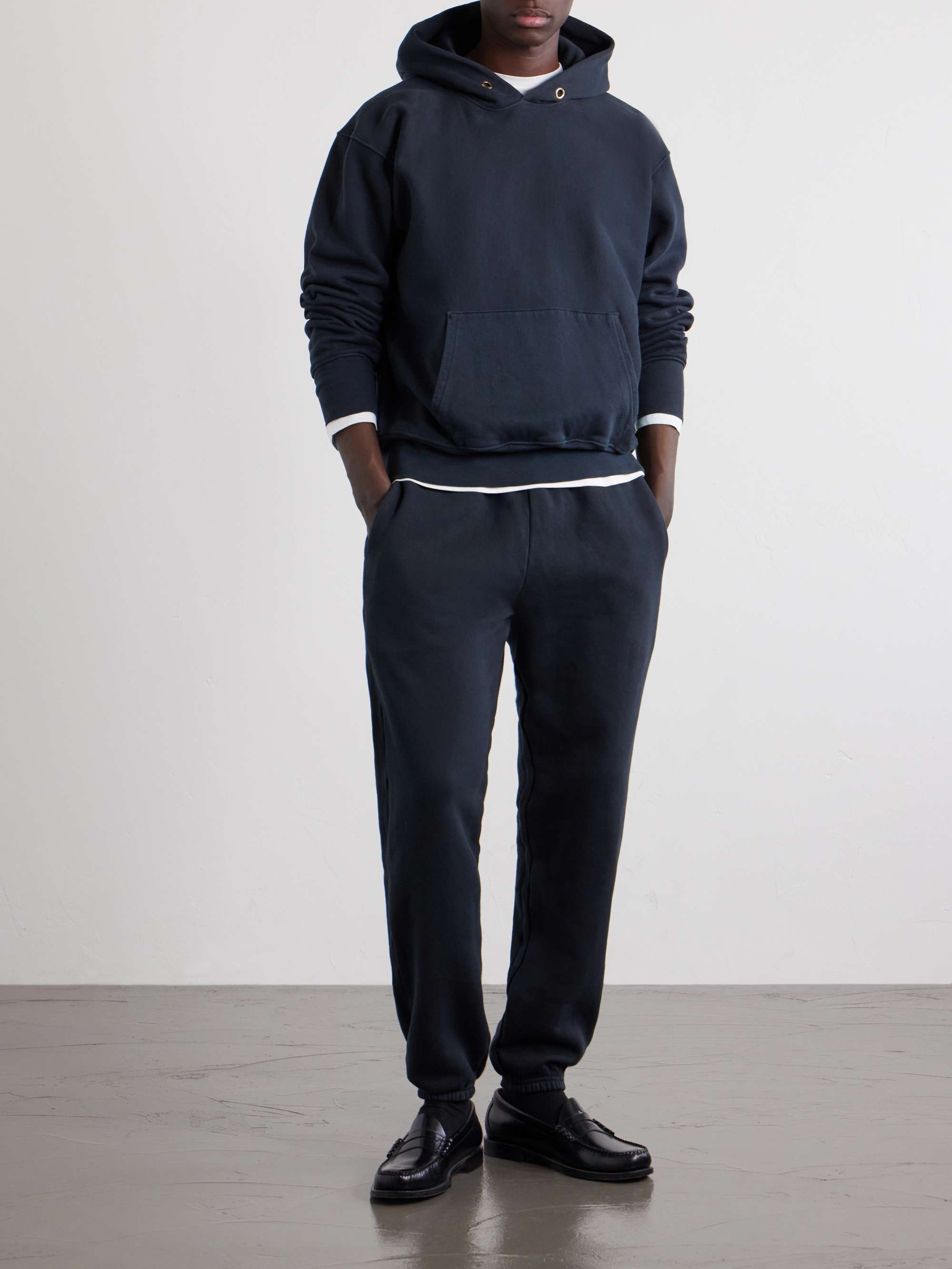 LES TIEN Tapered Garment-Dyed Cotton-Jersey Sweatpants