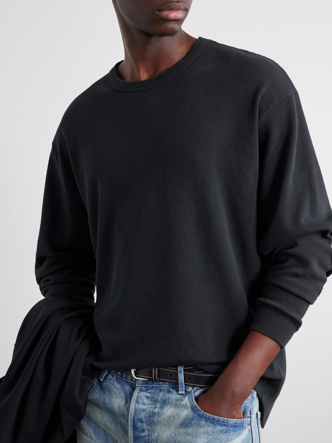Thermal Waffle-Knit Cotton-Blend Sweater