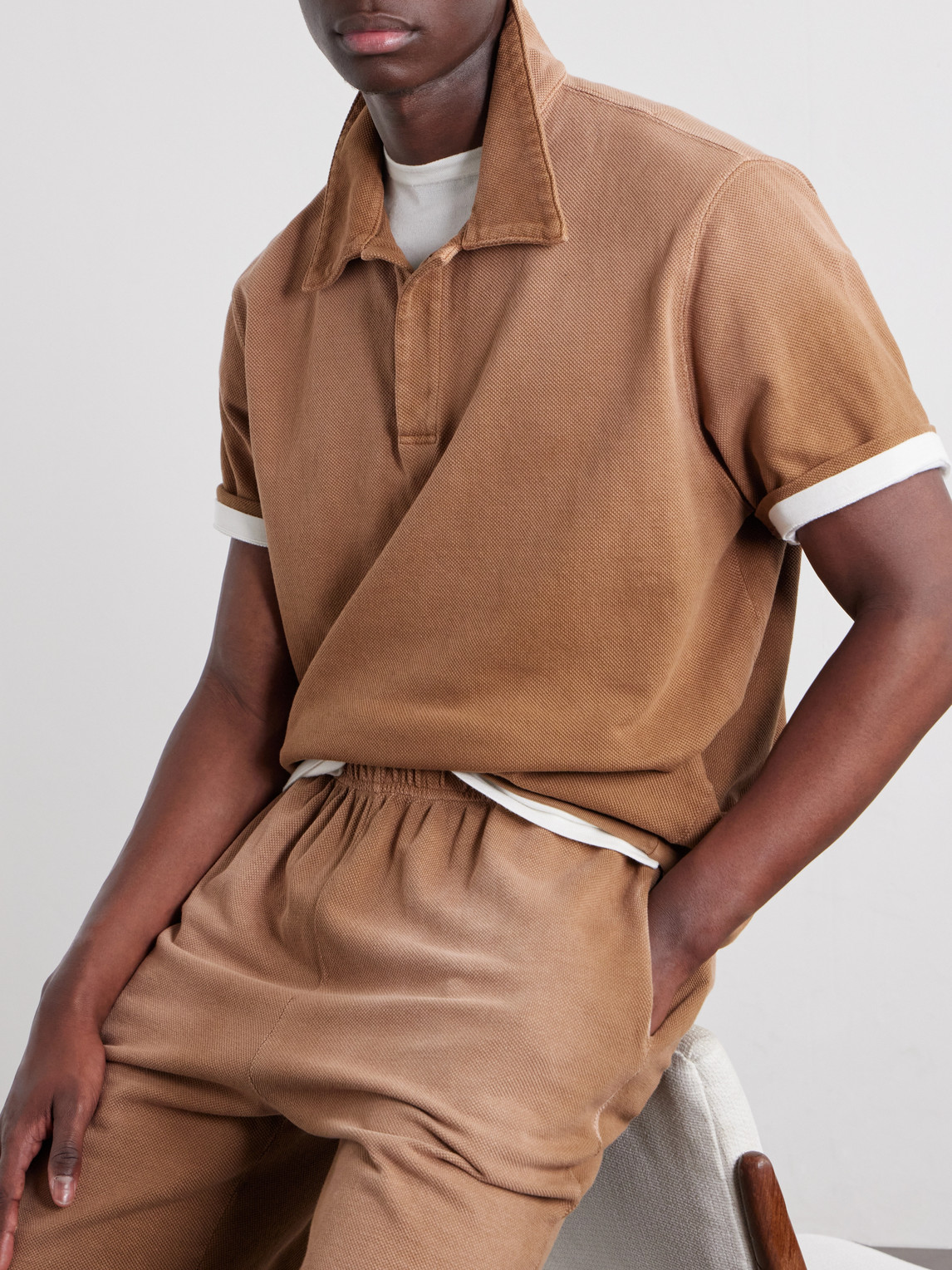 Banded Cotton-Piqué Tennis-Polo