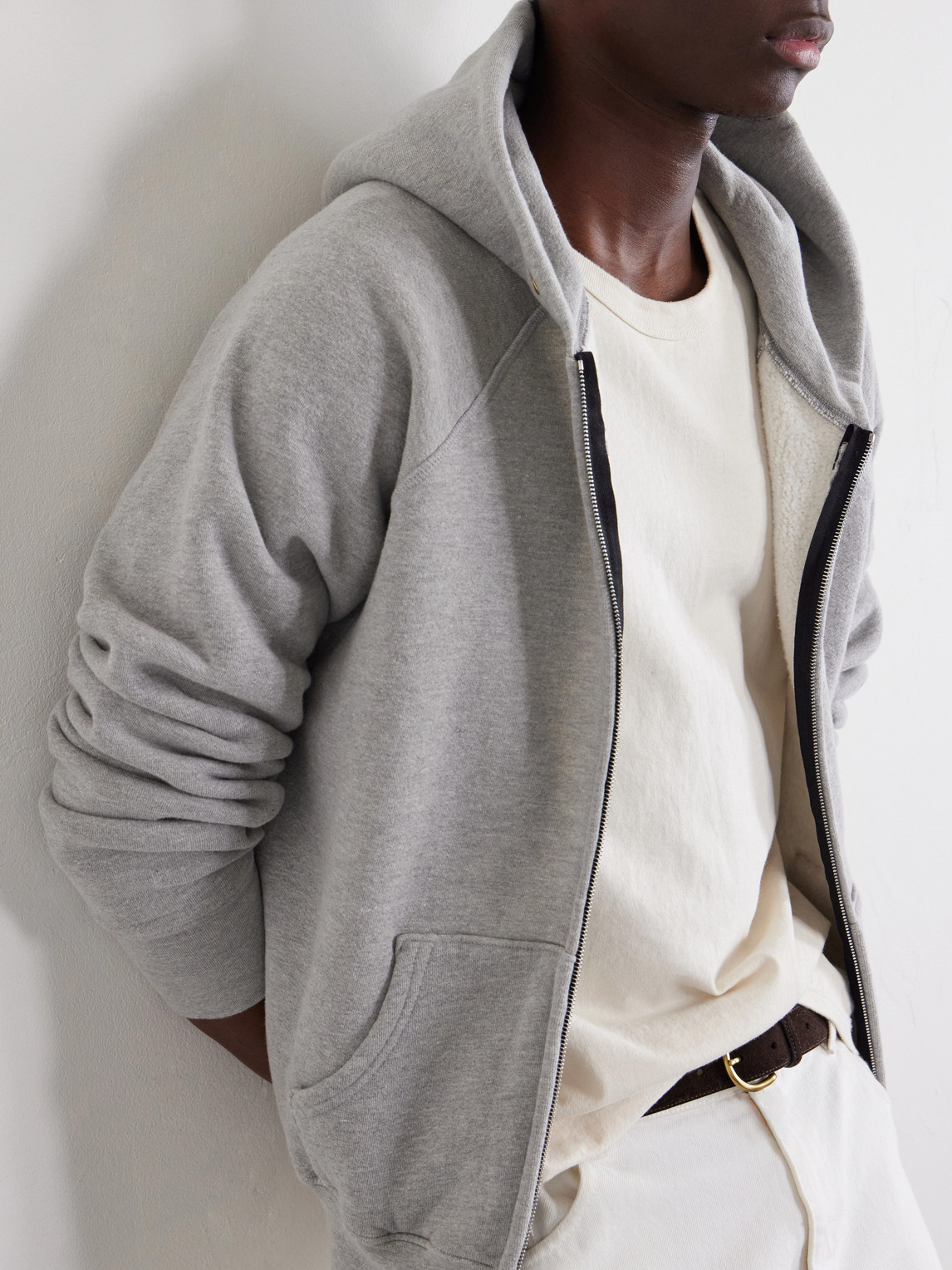 Heavyweight Cotton-Jersey Raglan Zip-Up Hoodie